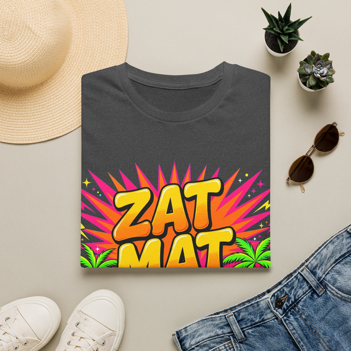 Zat Mat Vat Tropical Pop T-Shirt — Bright Hawaiian Graphic Tee - LUMÏA