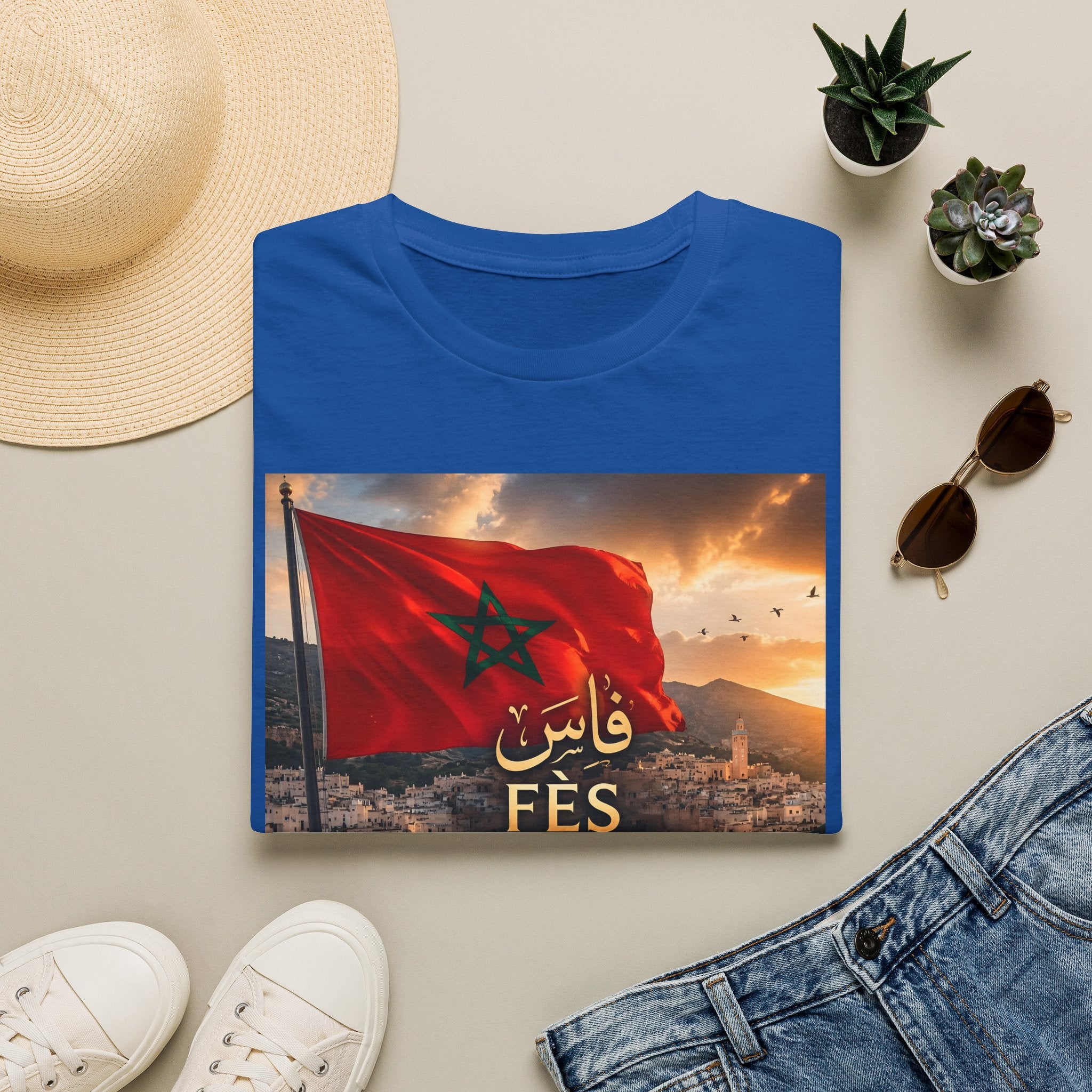 Fès Morocco Flag T-Shirt — Moroccan Fes Cityscape Tee - LUMÏA