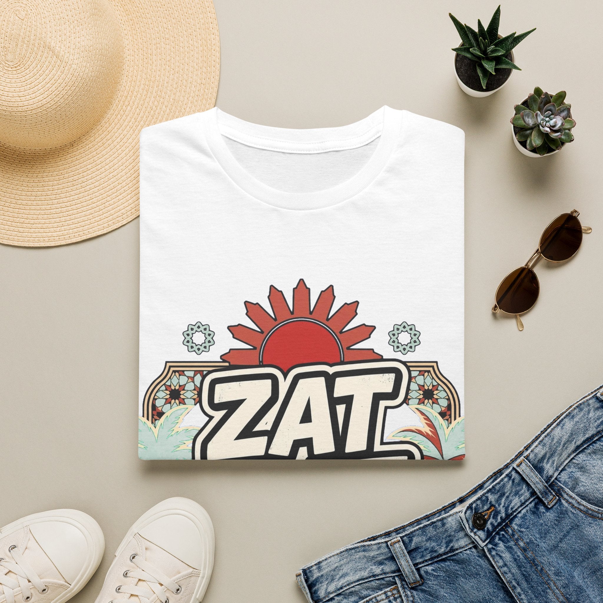ZAT MAT VAT Graphic T-Shirt — Retro Sun & Palm Beach Vibe Tee - LUMÏA