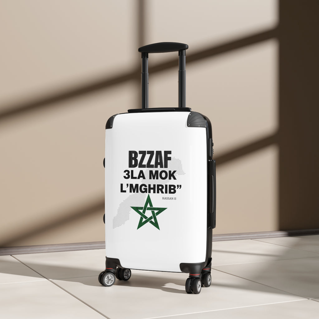 Hard-Side Carry-On Suitcase – Moroccan Pride 'Bzzaf 3la Mok L'Mghrib' with Green Star Map Design