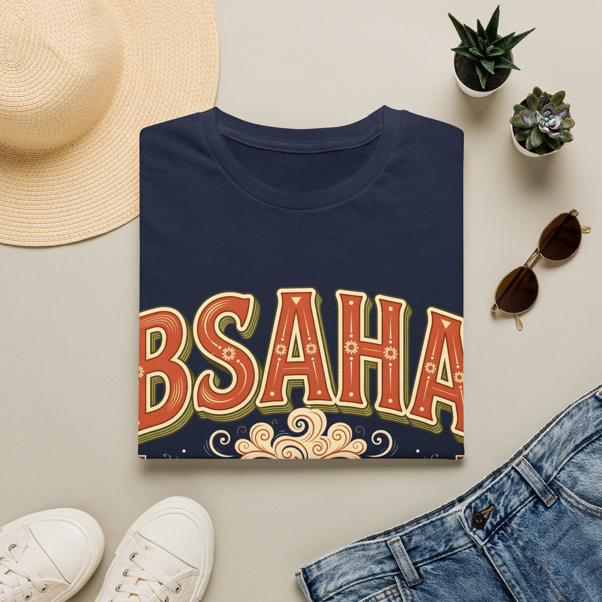 T-Shirt — 'BSAHA' Retro Floral Tee with Matcha Glass Graphic - LUMÏA