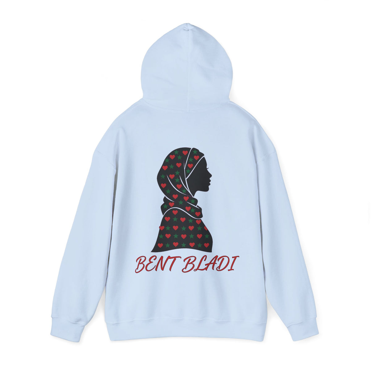 Sweat à capuche Bent Bladi – Silhouette féminine au foulard à cœurs - LUMÏA