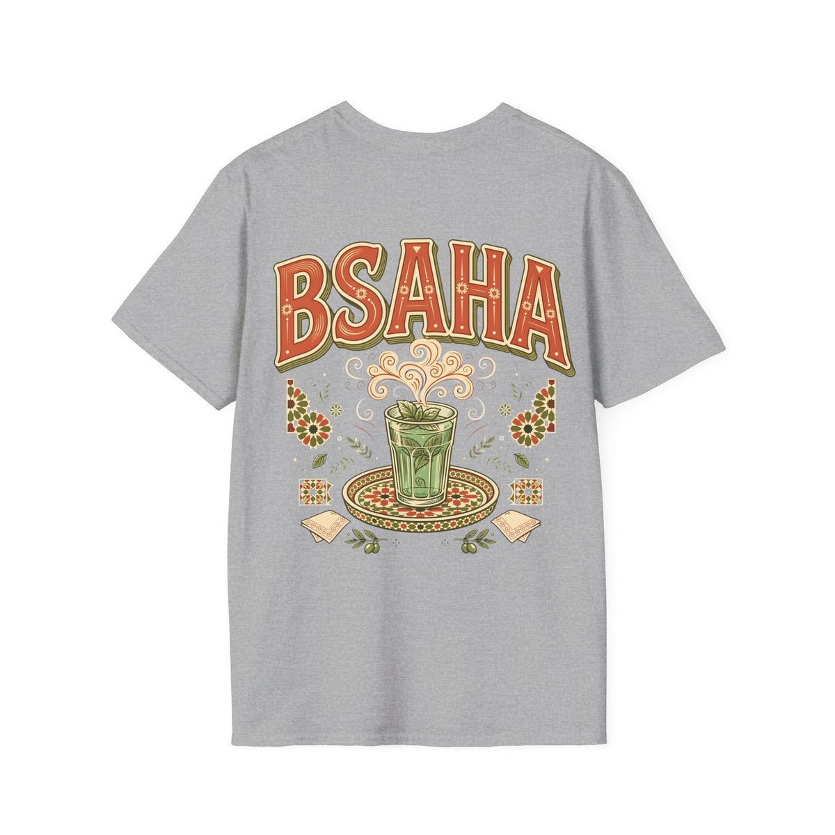 T-Shirt — 'BSAHA' Retro Floral Tee with Matcha Glass Graphic - LUMÏA
