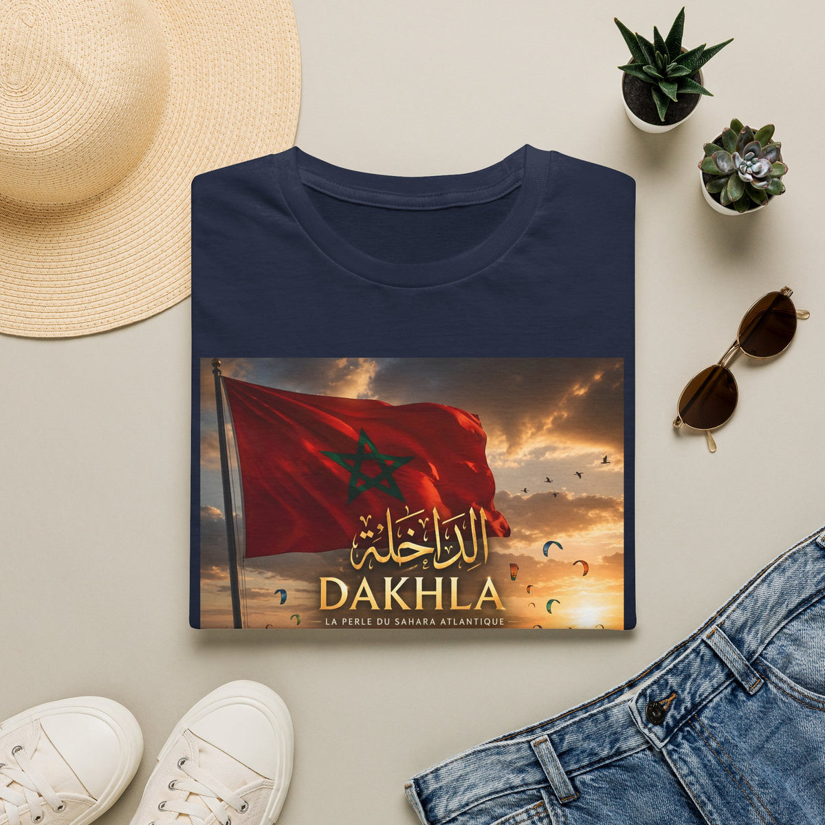 Dakhla Flag T-Shirt — Moroccan Dakhla Scenic Graphic Tee - LUMÏA