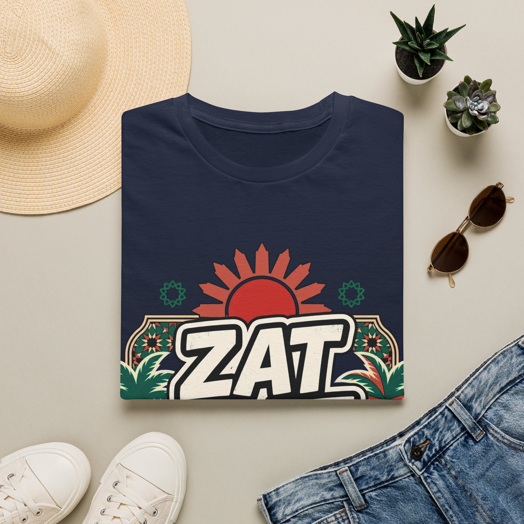 ZAT MAT VAT Graphic T-Shirt — Retro Sun & Palm Beach Vibe Tee - LUMÏA