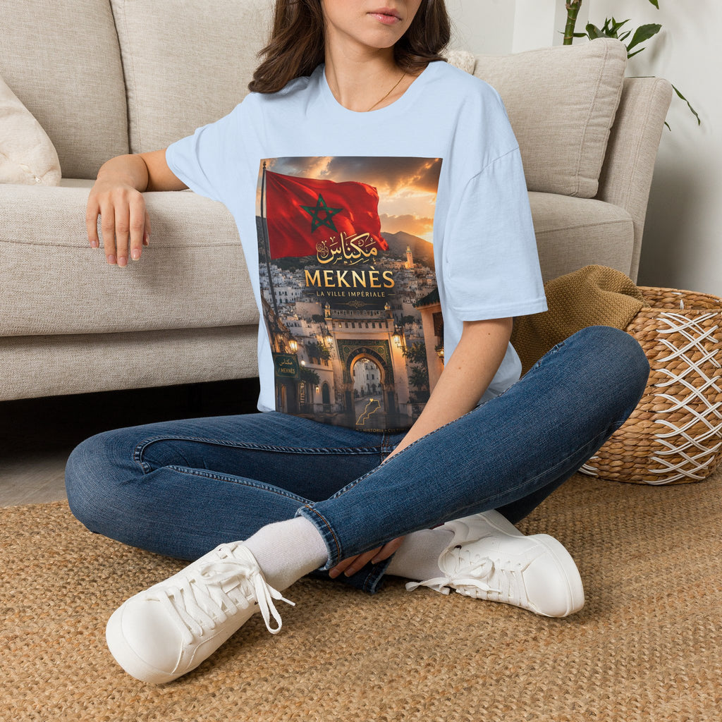 Meknès Morocco Flag T‑Shirt — Arabic Script City Skyline Tee