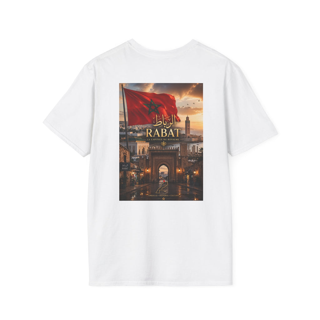 Rabat Cityscape T‑Shirt — Moroccan Flag & Arabic Calligraphy - LUMÏA