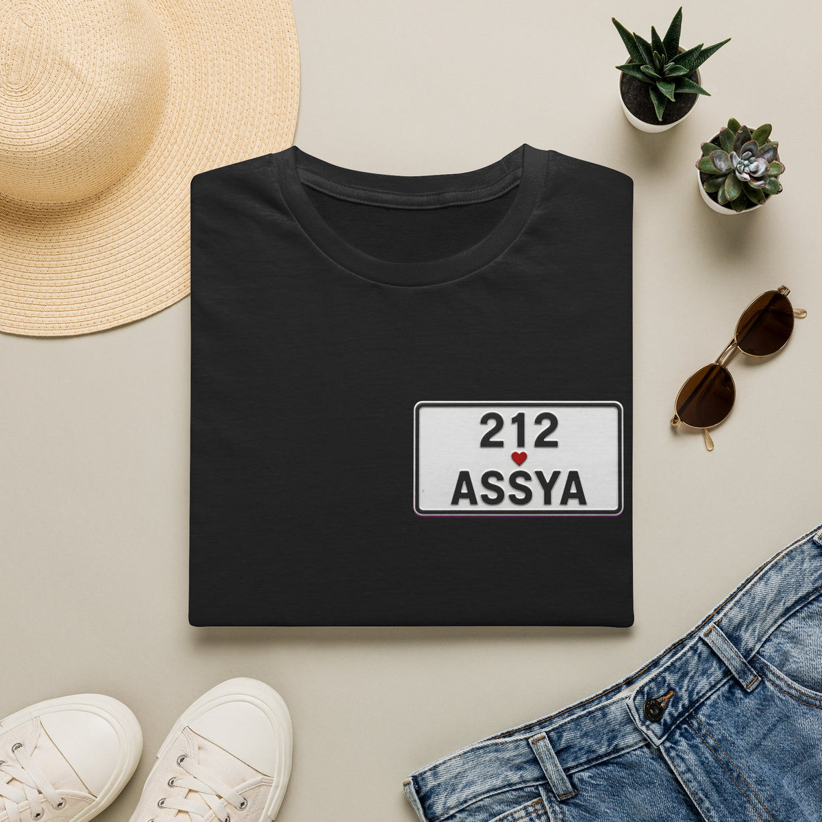 212 Assya Nameplate T‑Shirt — Personalized City Number Tee - LUMÏA