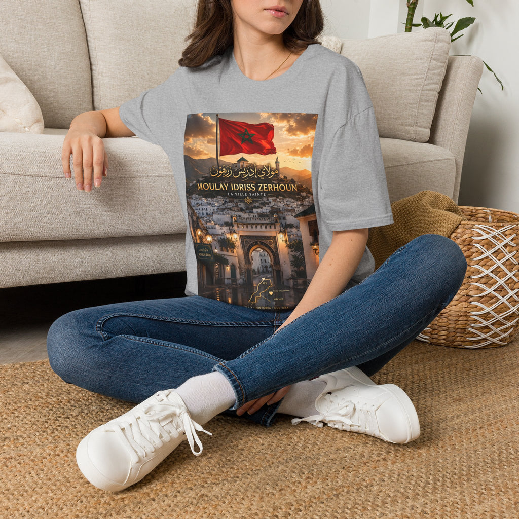 Moulay Idriss Zerhoun Morocco Flag T‑Shirt – Scenic Cityscape Tee