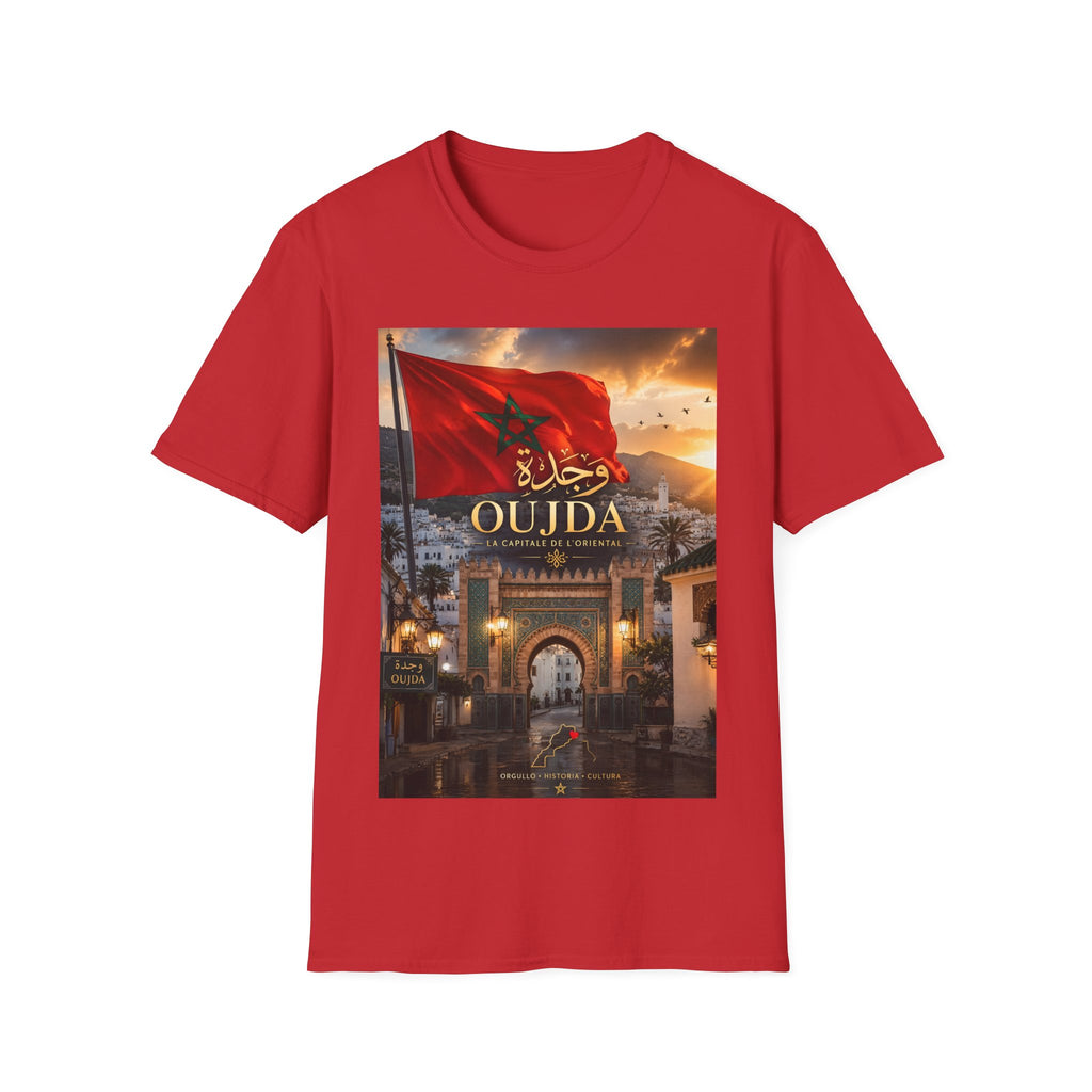 Oujda Flag T-Shirt — Moroccan City Pride Tee with Arabic Script