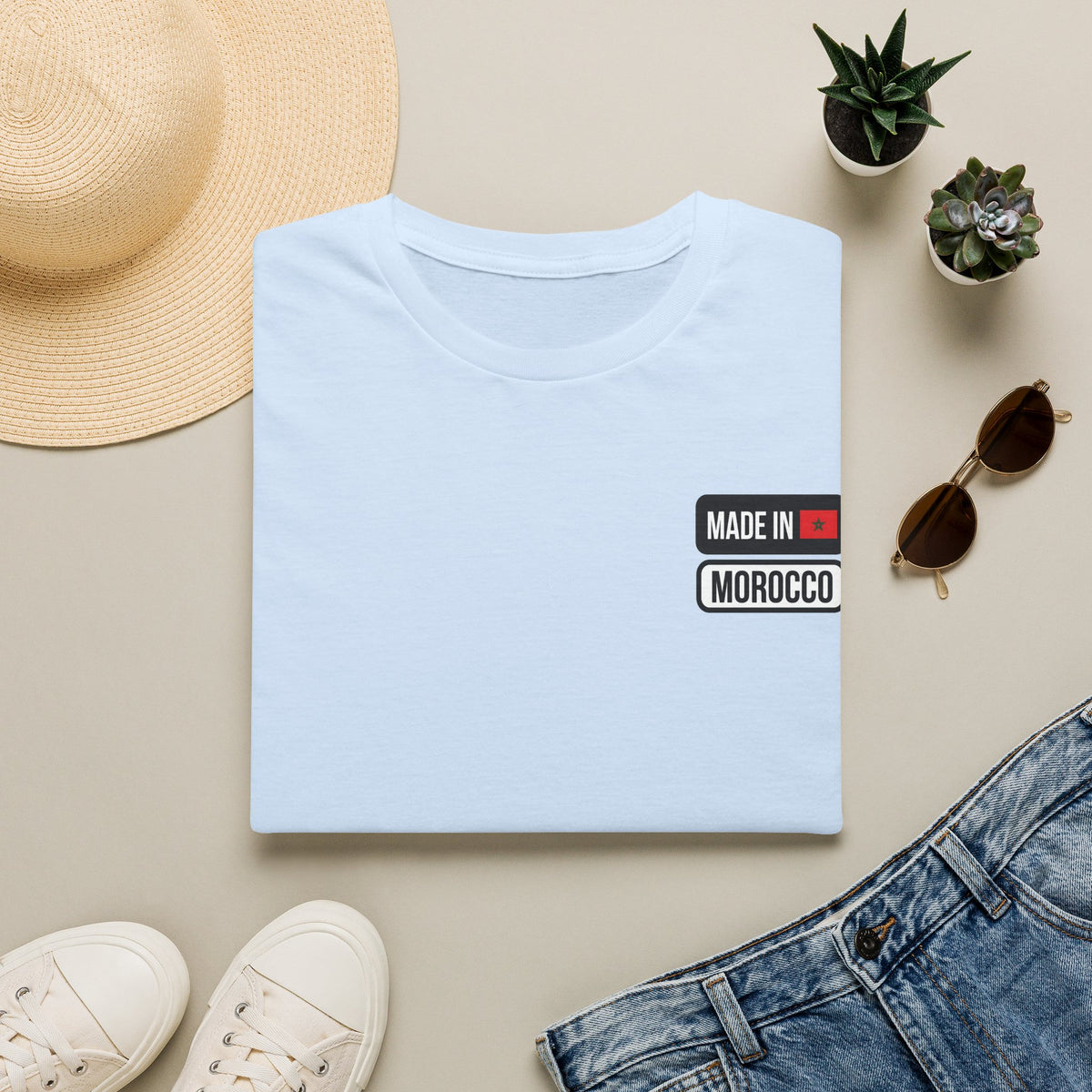 T-shirt Made in Morocco — Écusson drapeau marocain