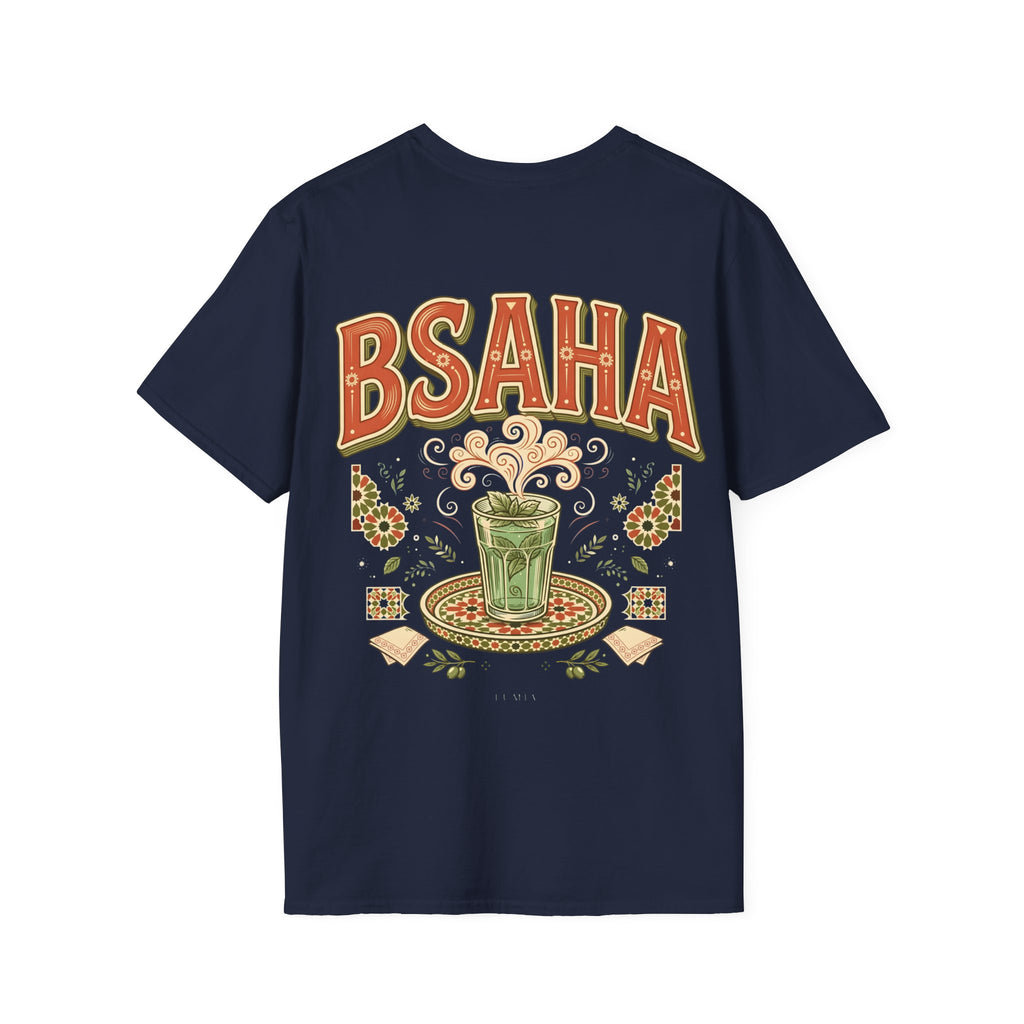 T-Shirt — 'BSAHA' Retro Floral Tee with Matcha Glass Graphic - LUMÏA