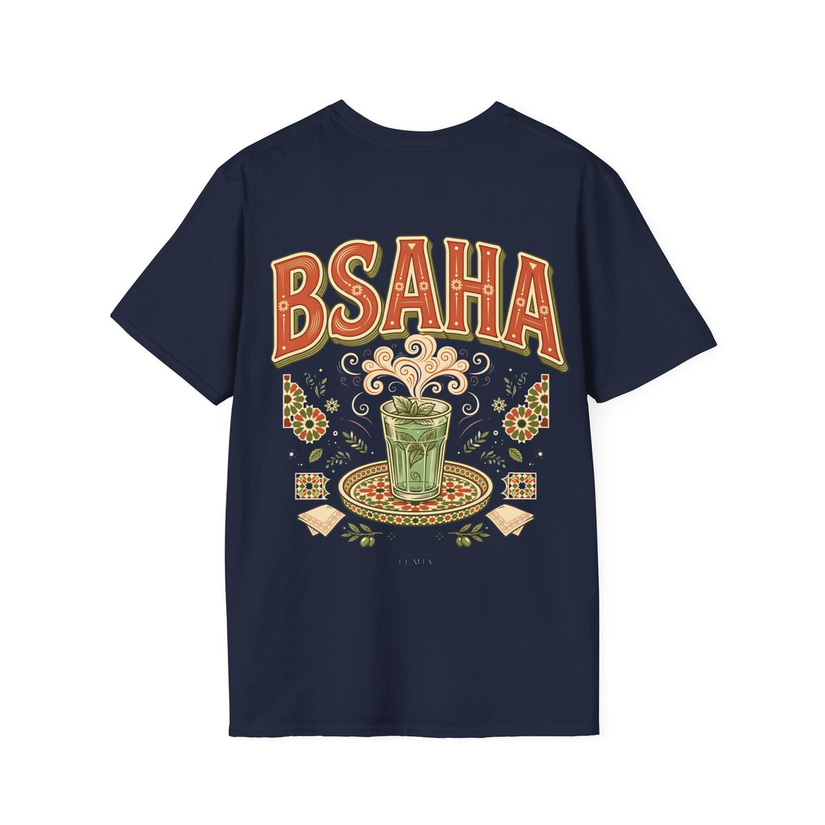 T-Shirt — 'BSAHA' Retro Floral Tee with Matcha Glass Graphic - LUMÏA