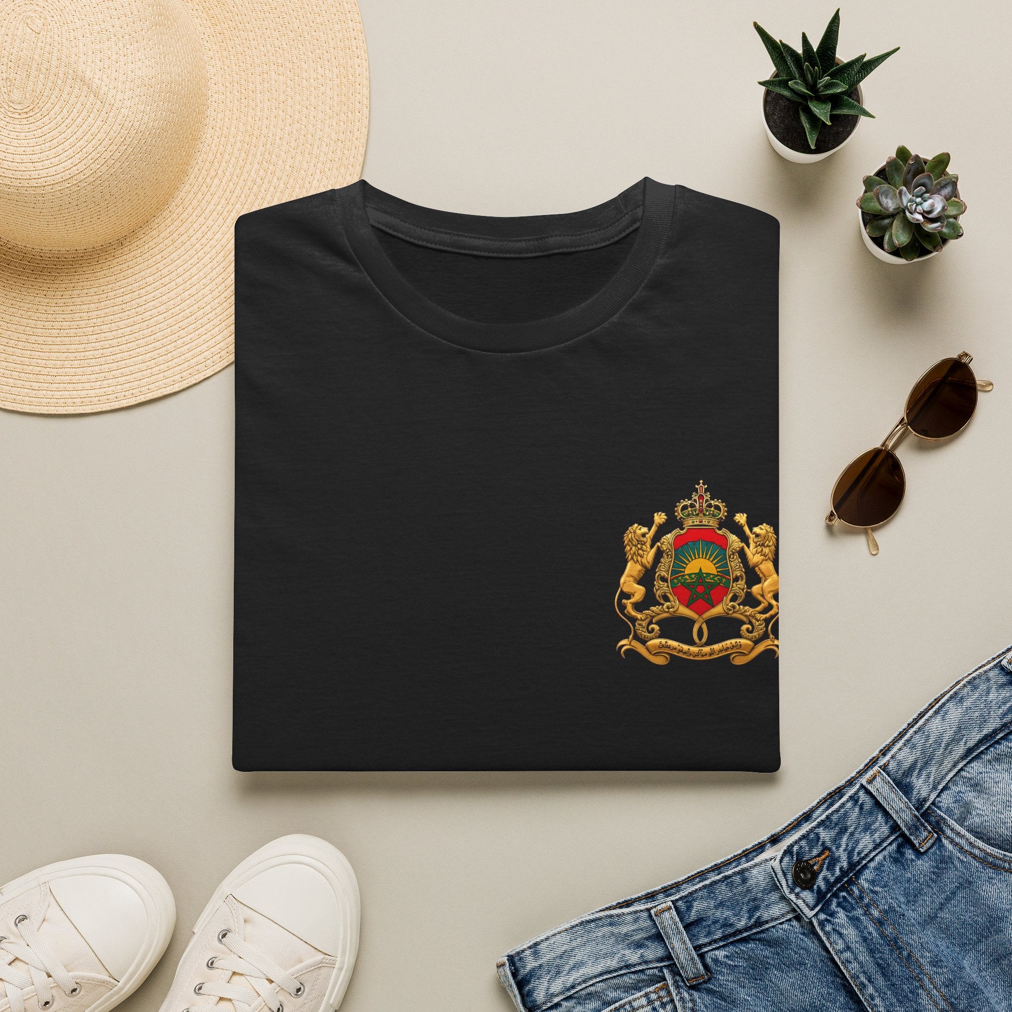 Moroccan Royal Crest Chest Logo T‑Shirt - LUMÏA