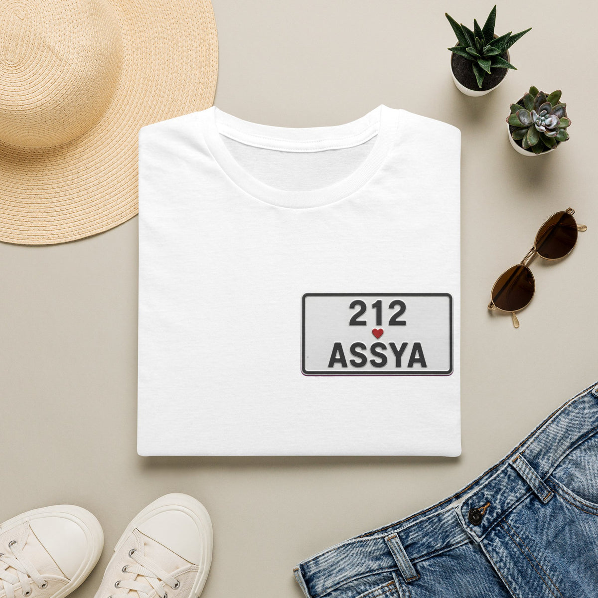 212 Assya Nameplate T‑Shirt — Personalized City Number Tee - LUMÏA