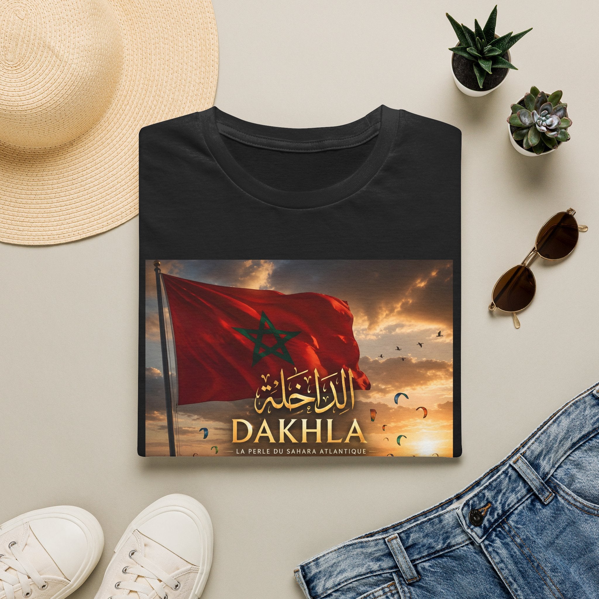 Dakhla Flag T-Shirt — Moroccan Dakhla Scenic Graphic Tee - LUMÏA