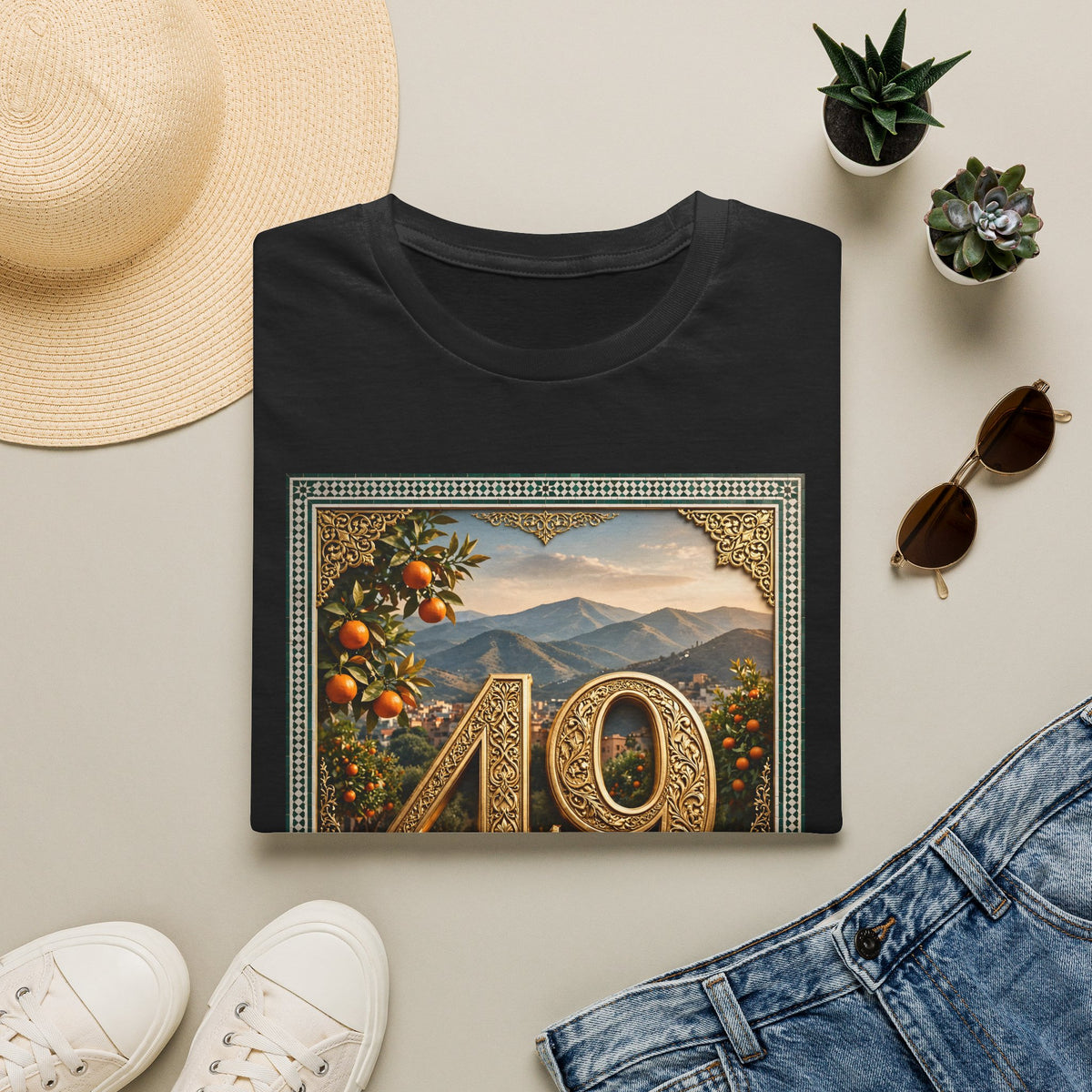 40/49 Birthday Vintage Landscape T‑Shirt — Personalized 'Berkane' Name Retro Number Tee - LUMÏA