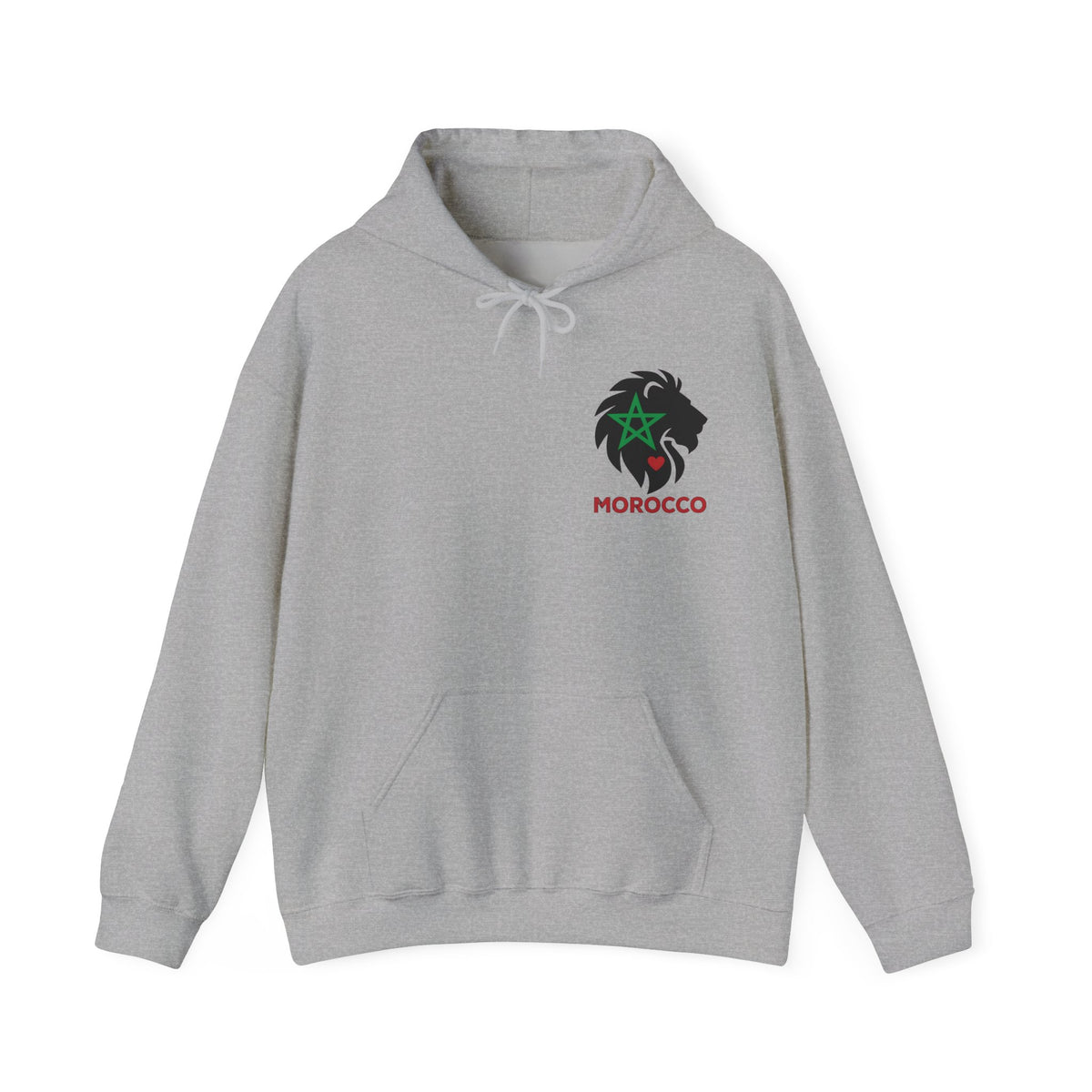 Sweat à capuche Lion du Maroc – Étoile verte et cœur rouge - LUMÏA