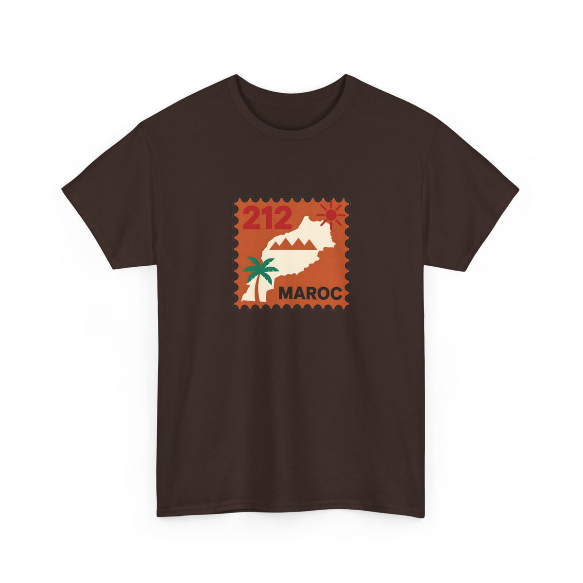 T-shirt Timbre Maroc 212 — Style voyage vintage