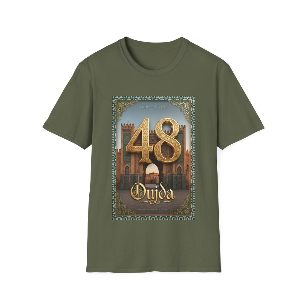 48 Oujda Arch Gold T-Shirt — Moroccan City Souvenir Graphic Tee - LUMÏA