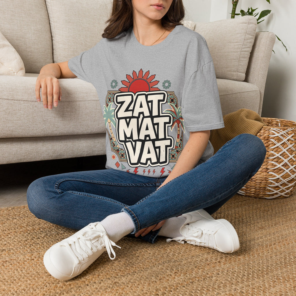 ZAT MAT VAT Graphic T-Shirt — Retro Sun & Palm Beach Vibe Tee - LUMÏA