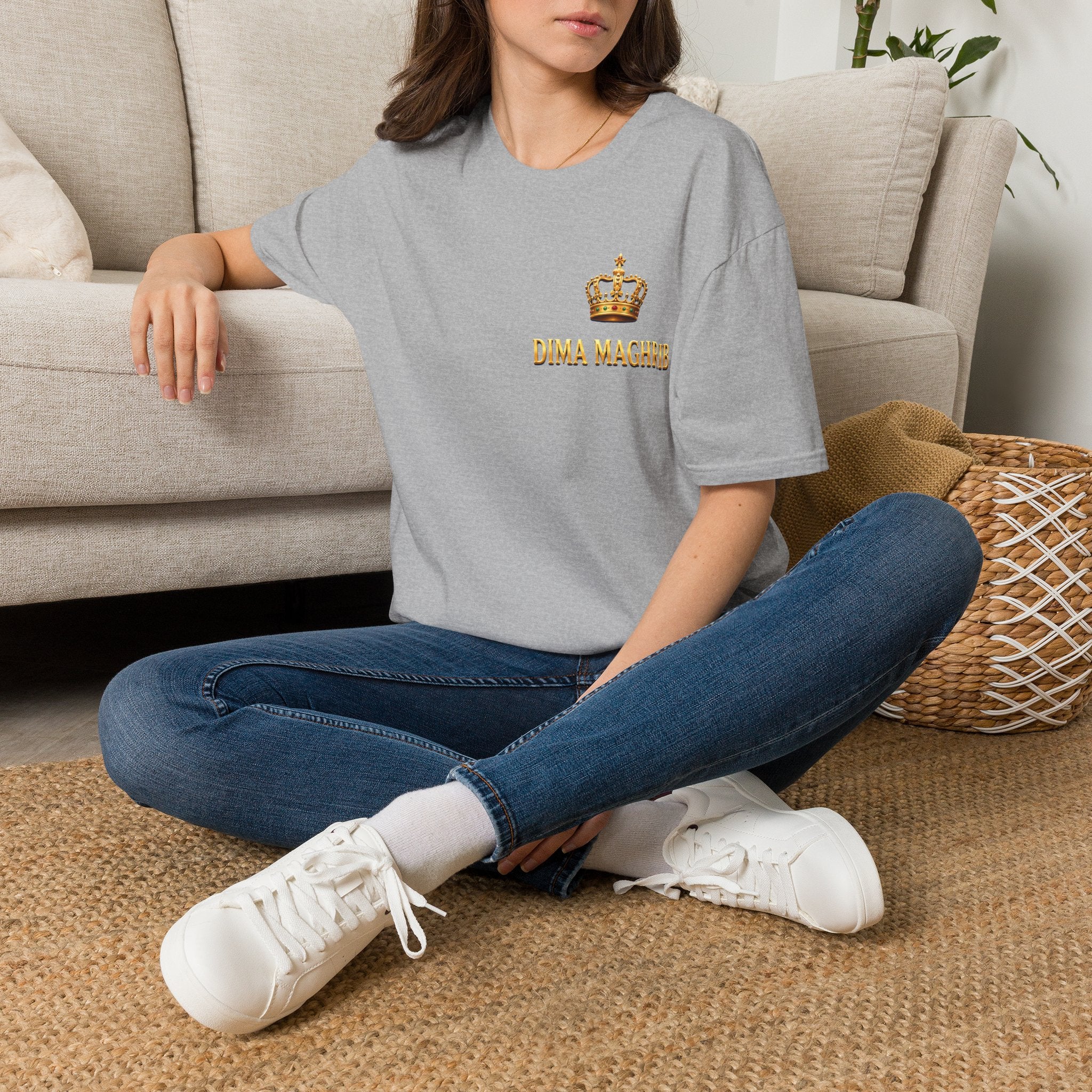 Crown Name T‑Shirt — "Dima Maghre" Embroidered Royal Chest Tee