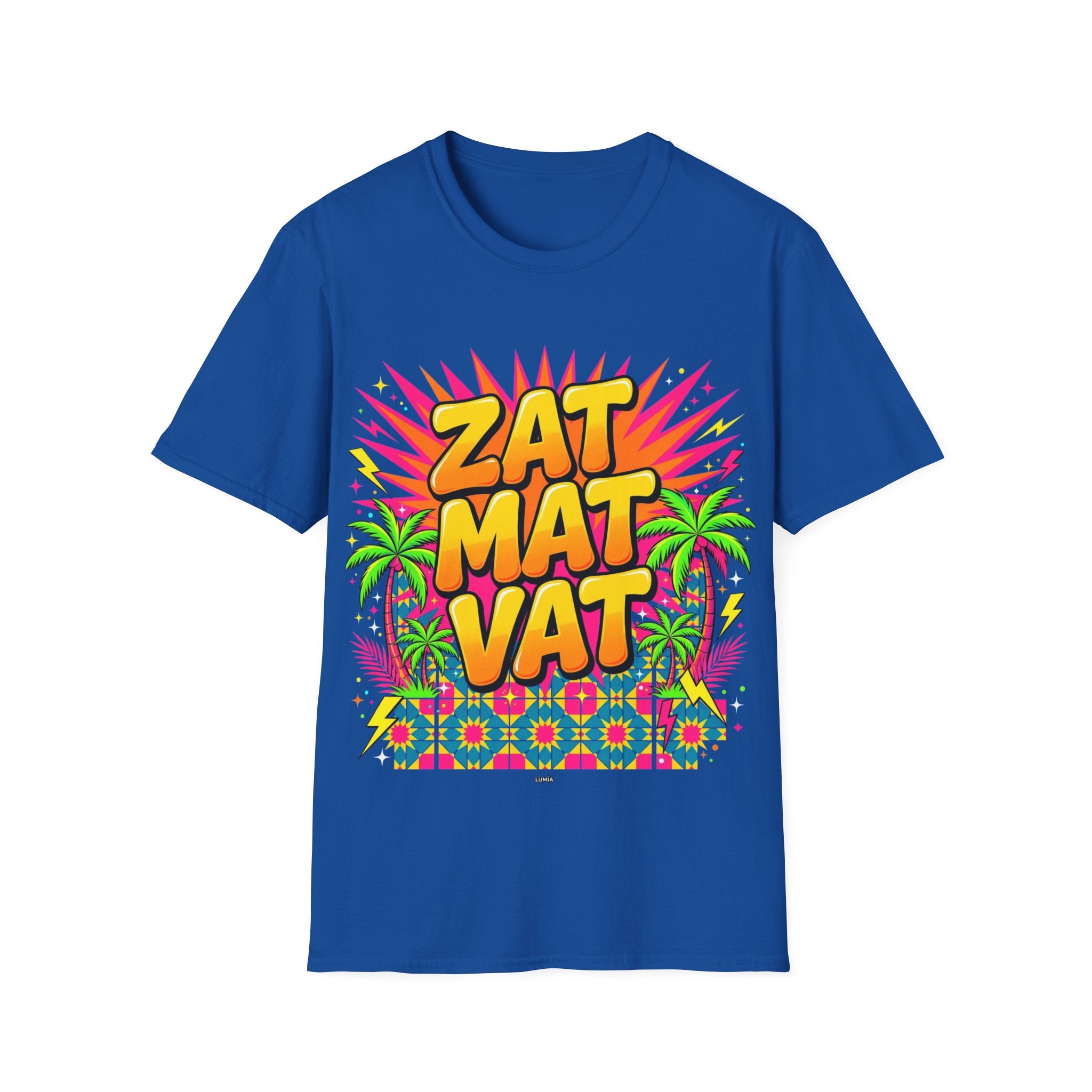 Zat Mat Vat Tropical Pop T-Shirt — Bright Hawaiian Graphic Tee - LUMÏA
