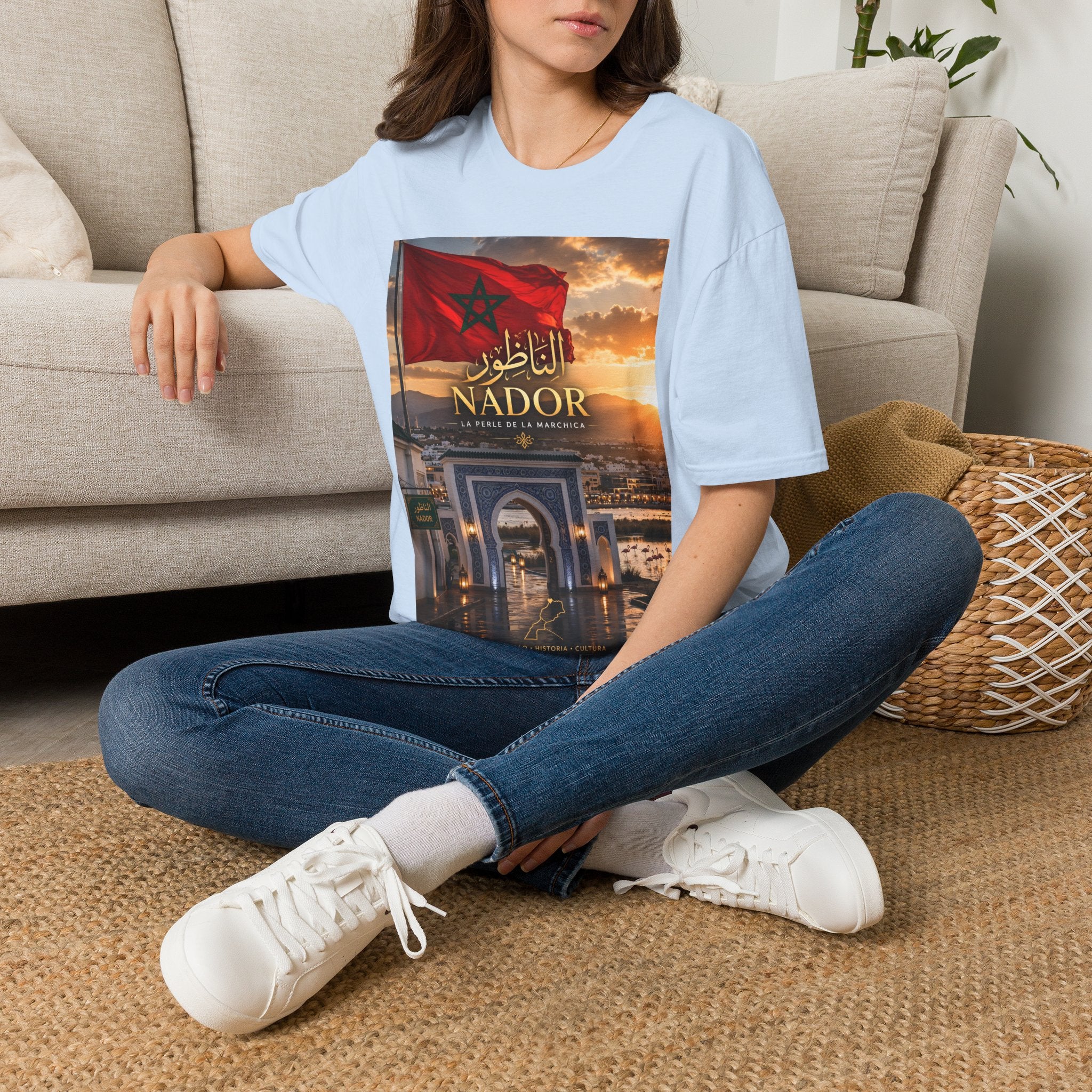 Nador Morocco Flag Sunset T-Shirt — La Perle de la Marchica Souvenir