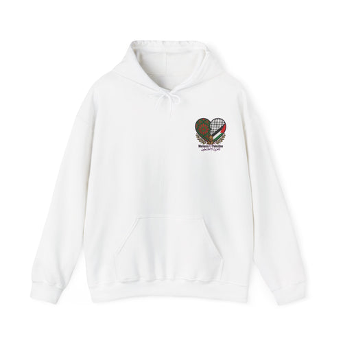 Hoodie — Morocco Palestine Heart Flag Design (Arabic & English) - LUMÏA