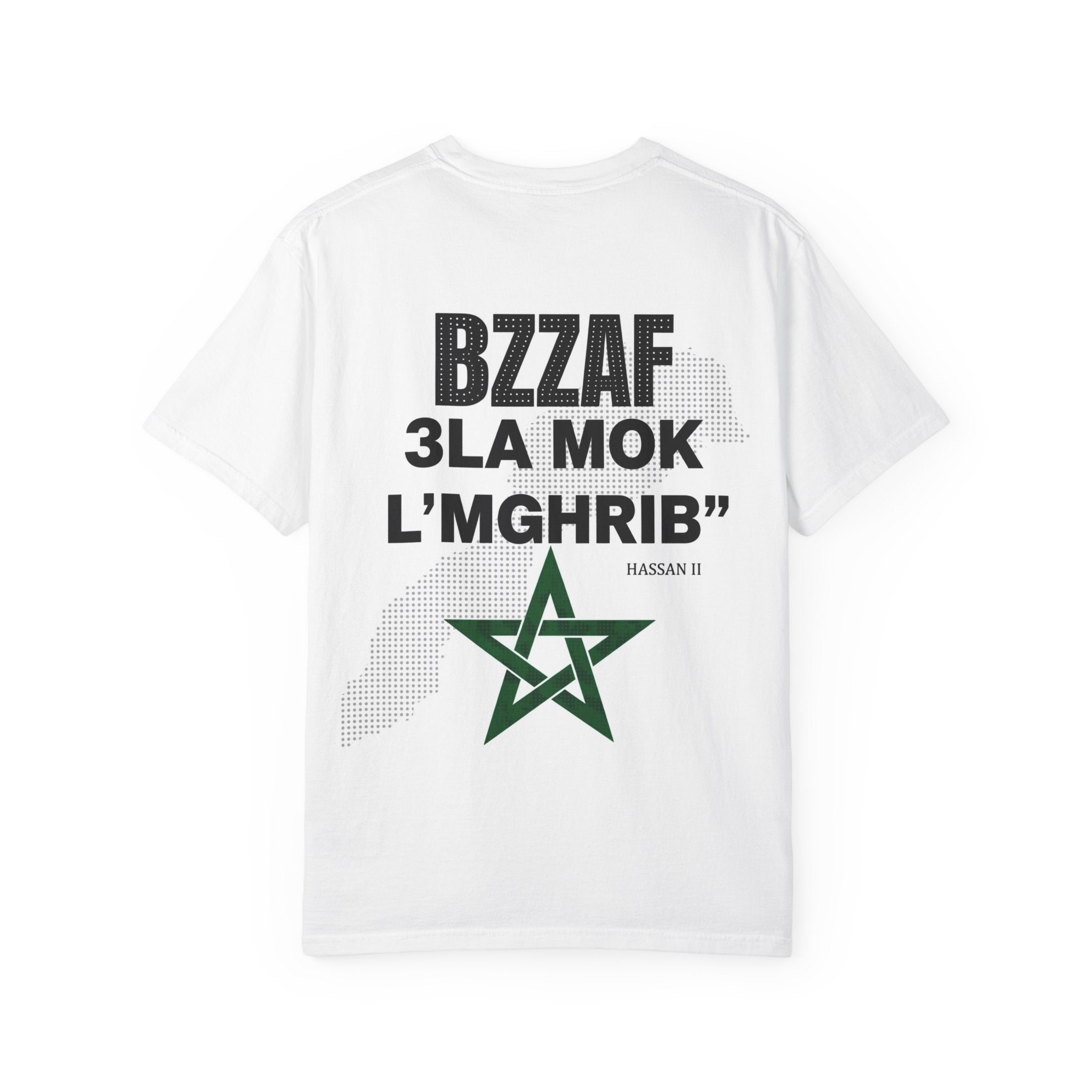 Morocco Pride T-Shirt – "Bzzaf 3la Mok L’Mghrib" Graphic Tee with Moroccan Star