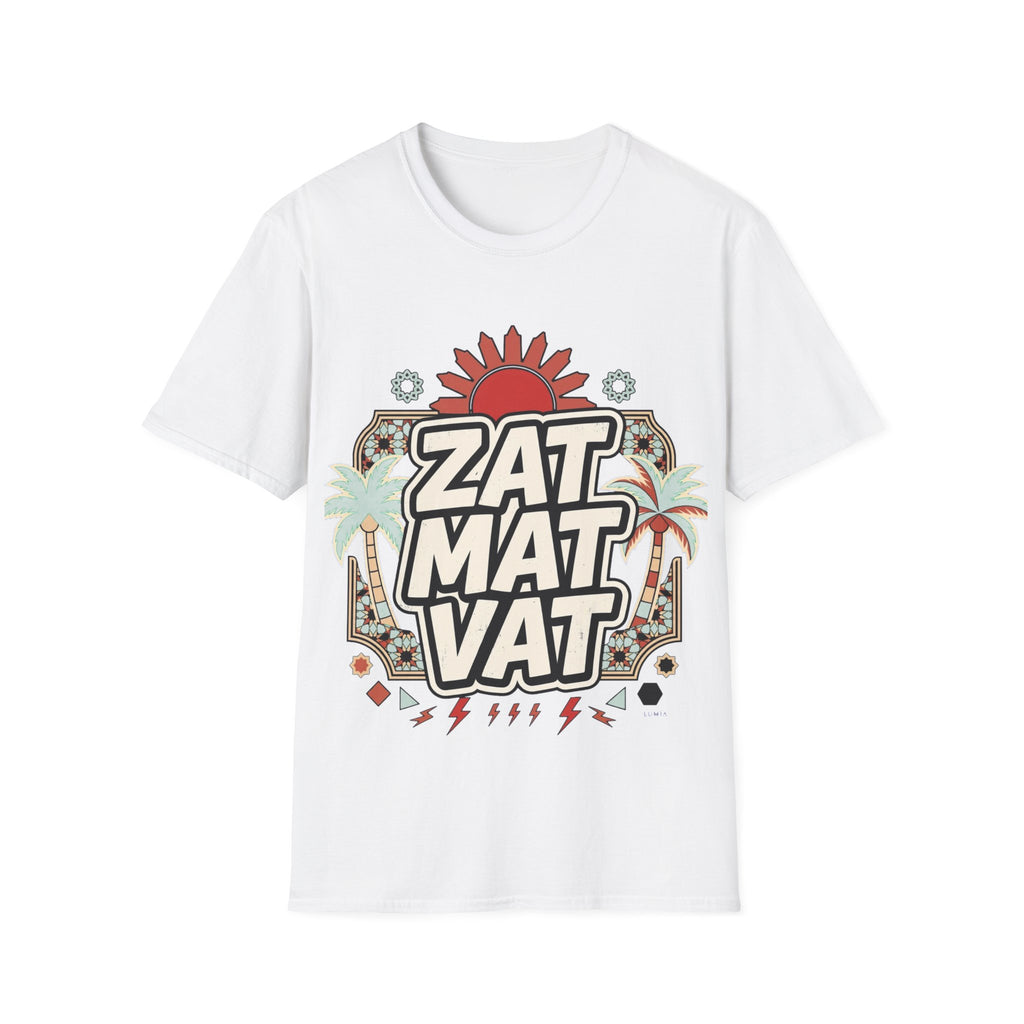 ZAT MAT VAT Graphic T-Shirt — Retro Sun & Palm Beach Vibe Tee - LUMÏA