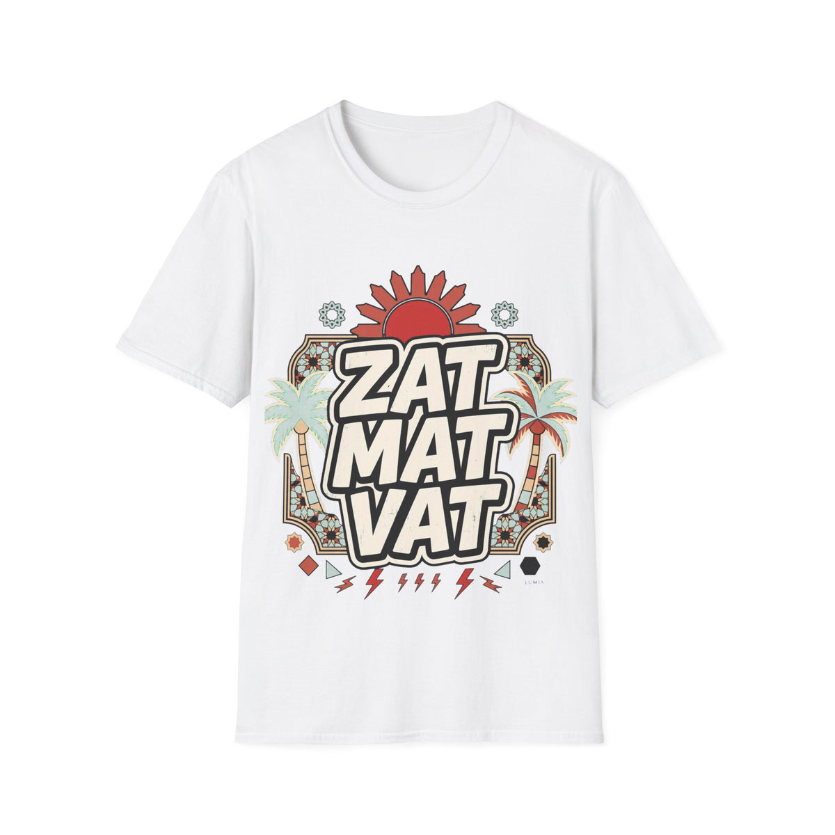 ZAT MAT VAT Graphic T-Shirt — Retro Sun & Palm Beach Vibe Tee - LUMÏA