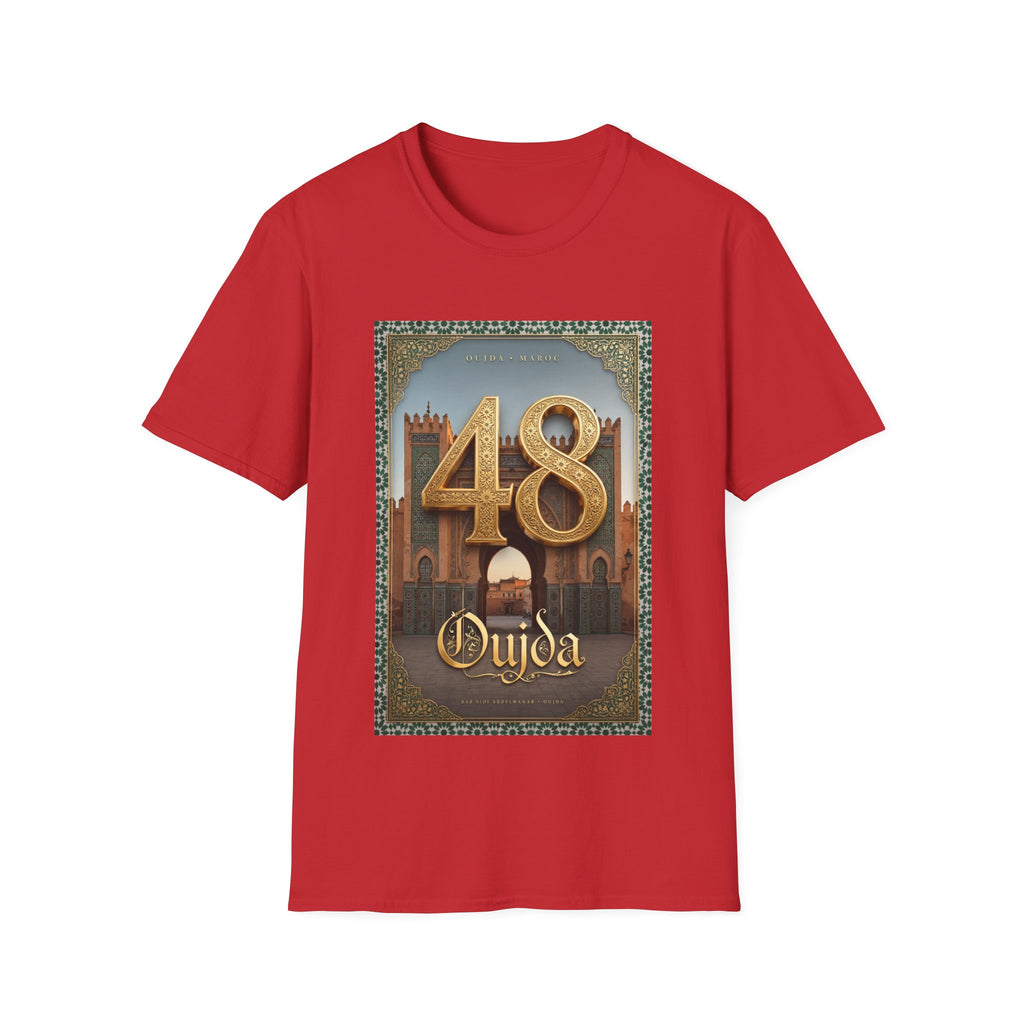 48 Oujda Arch Gold T-Shirt — Moroccan City Souvenir Graphic Tee - LUMÏA