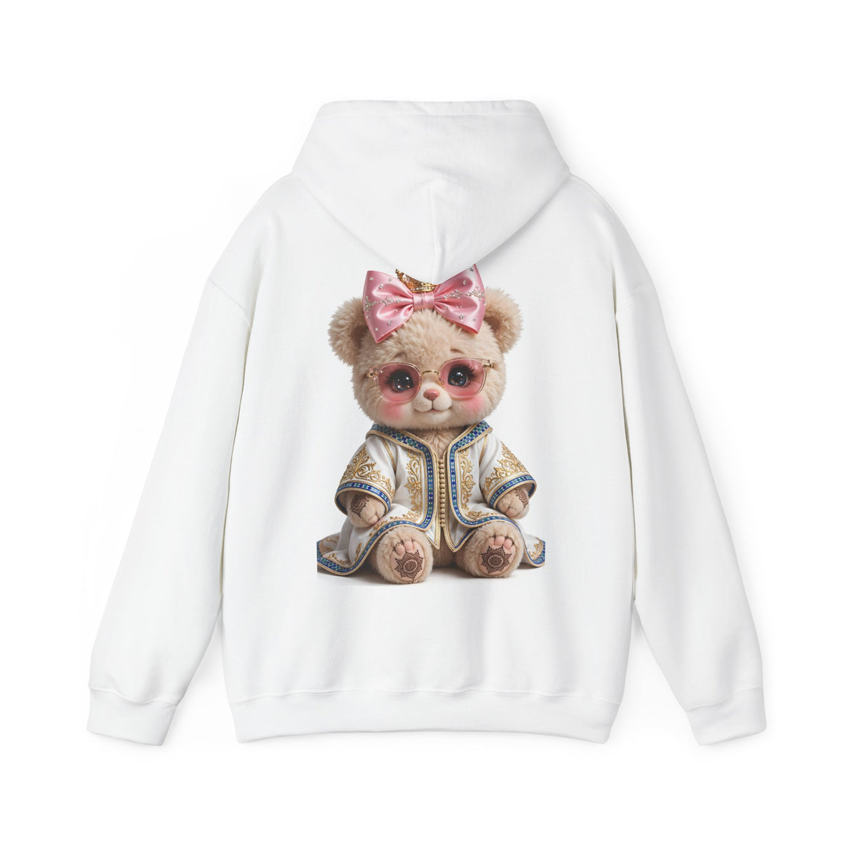 Cute Teddy Bear Hoodie — Floral Bow Plush Back Print - LUMÏA