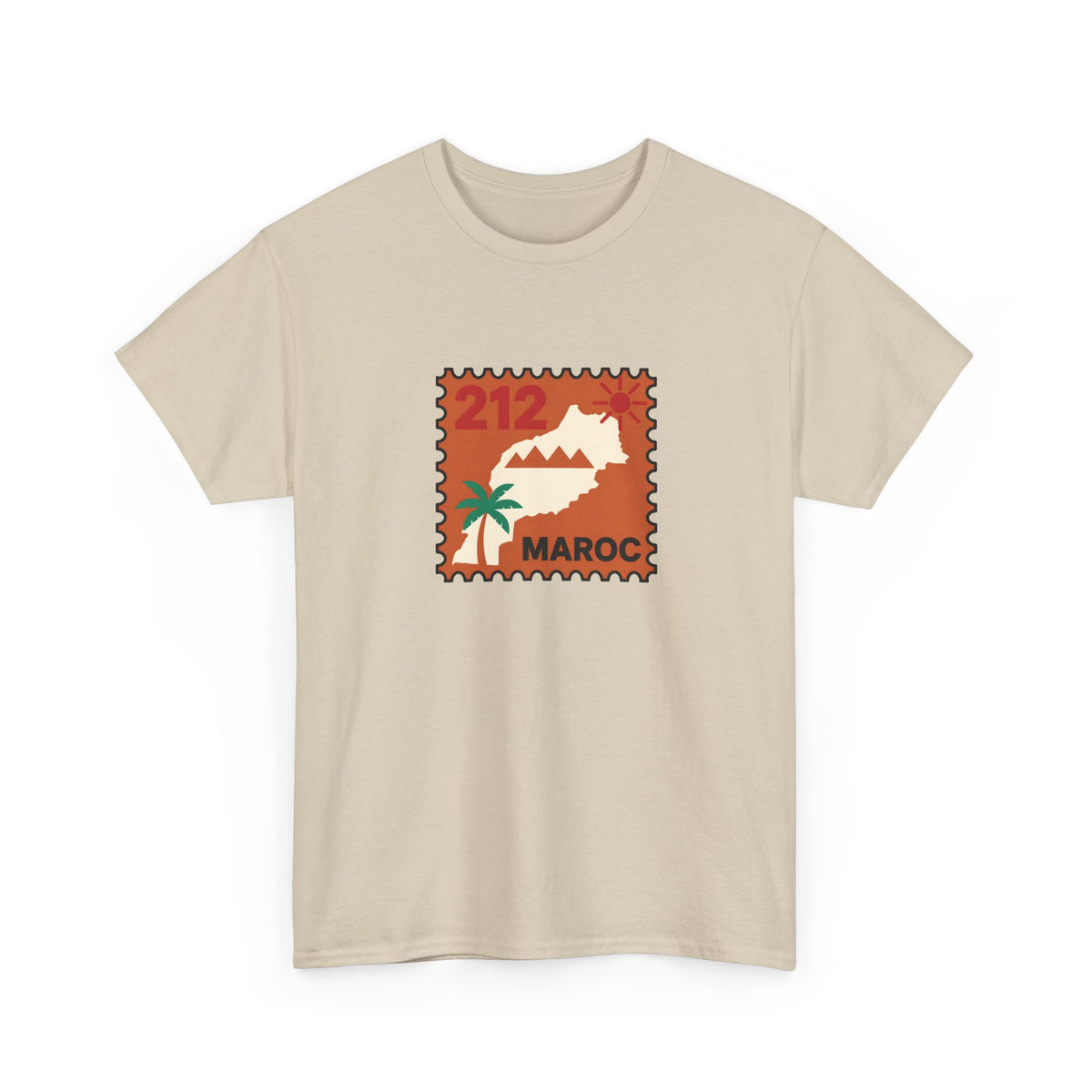 T-shirt Timbre Maroc 212 — Style voyage vintage