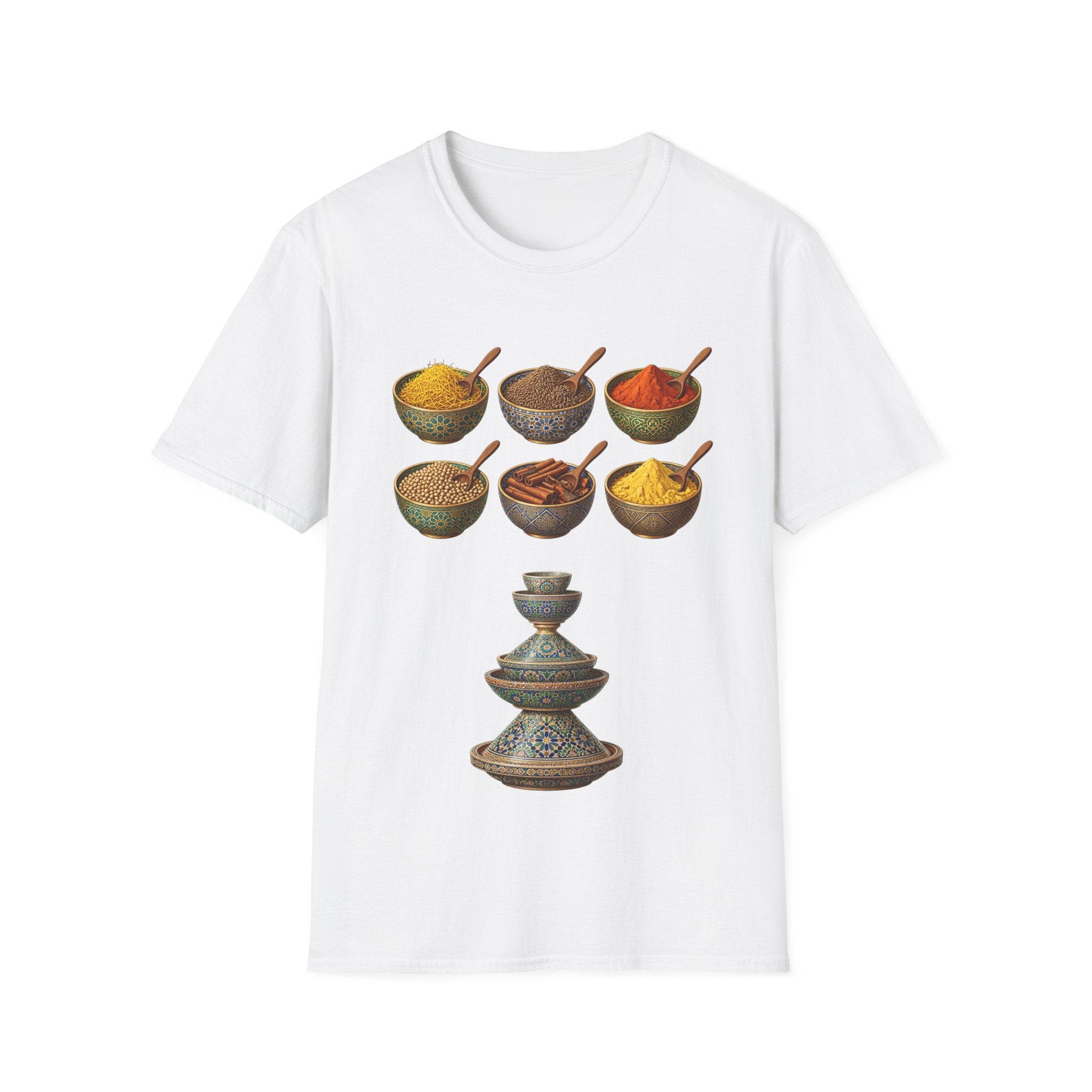 Spice Bowls T-Shirt — Vintage Culinary Herb & Spice Illustration Tee