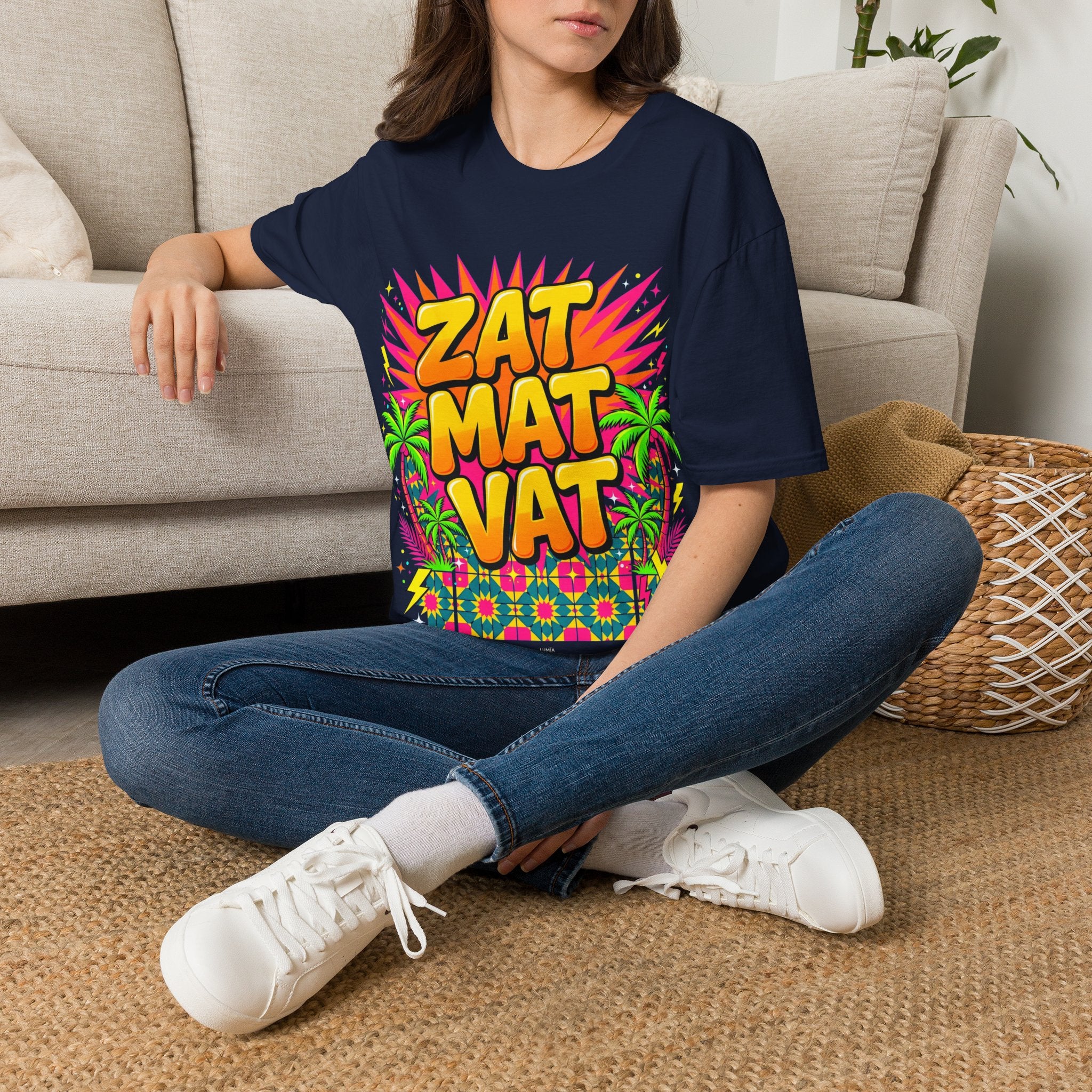 Zat Mat Vat Tropical Pop T-Shirt — Bright Hawaiian Graphic Tee - LUMÏA