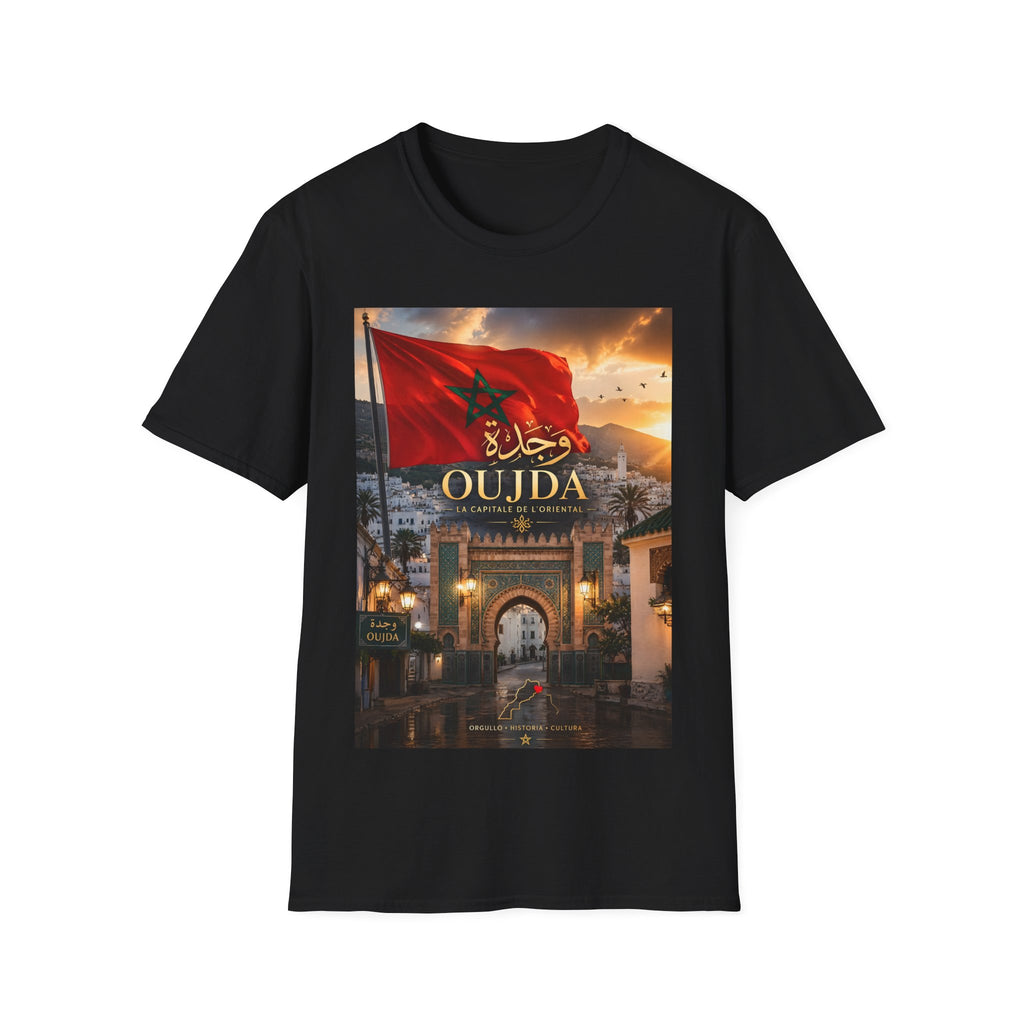 Oujda Flag T-Shirt — Moroccan City Pride Tee with Arabic Script
