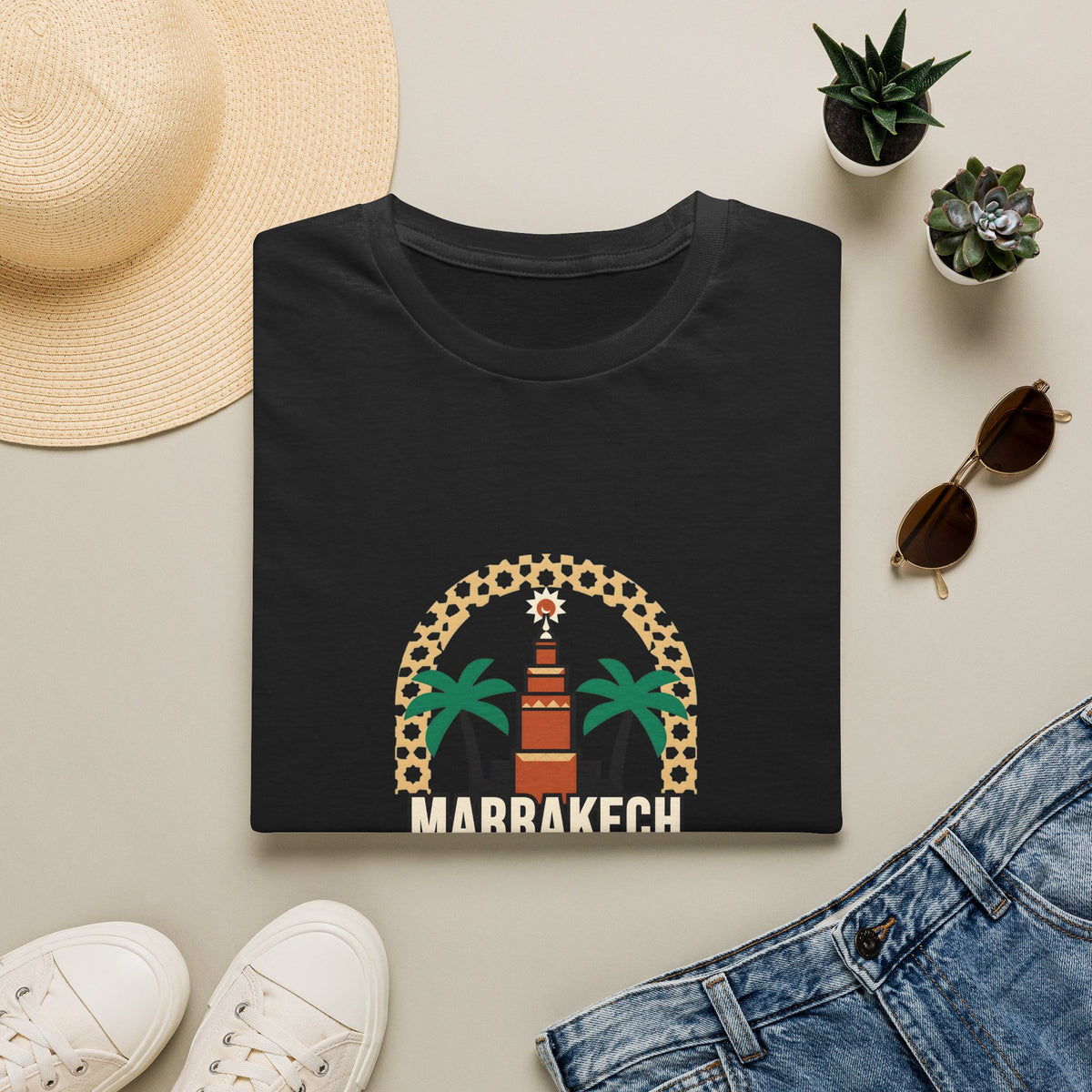 T-shirt Marrakech Palmiers — Souvenir de voyage au Maroc - LUMÏA