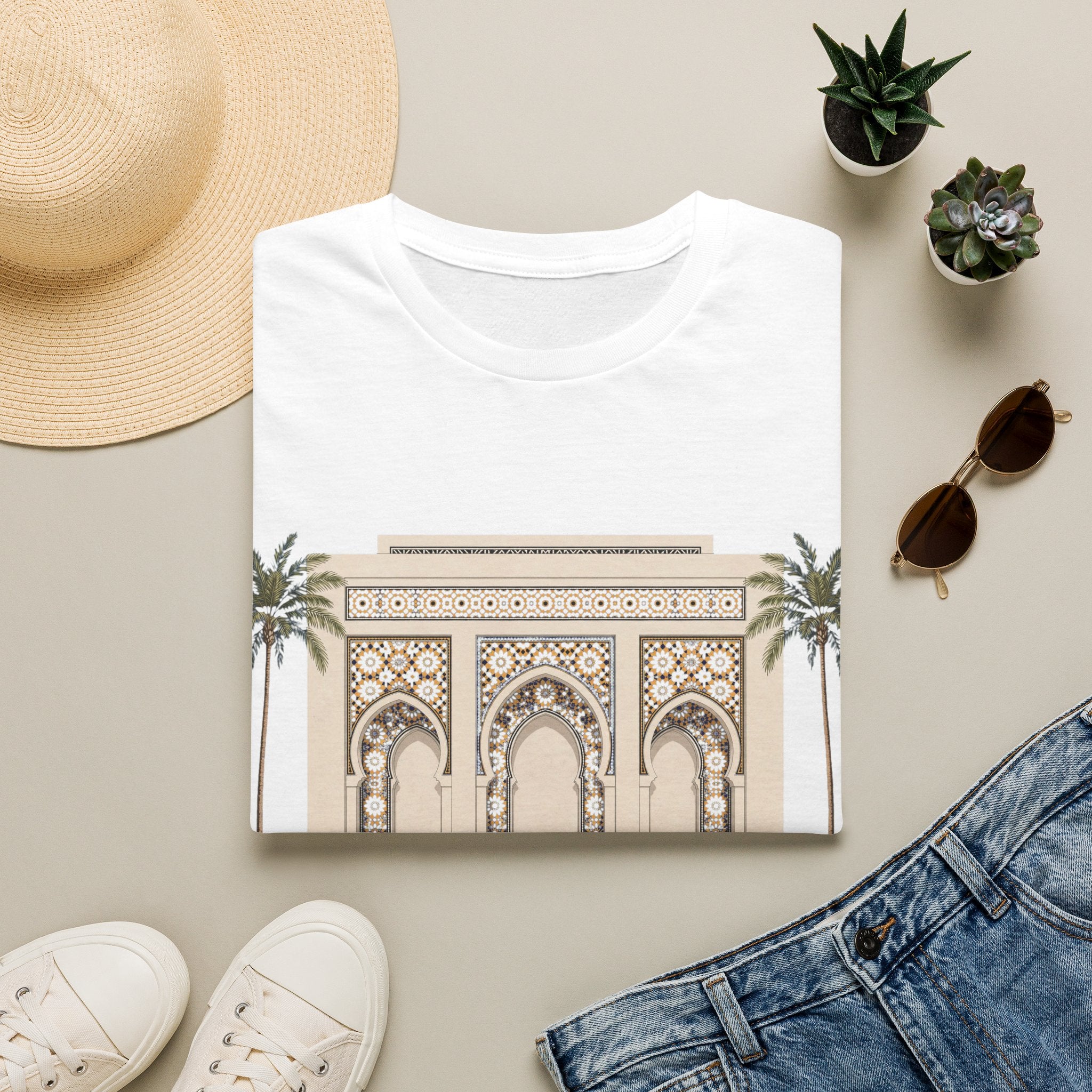 Moroccan Archway T-Shirt — Palm & Mosaic Graphic Tee