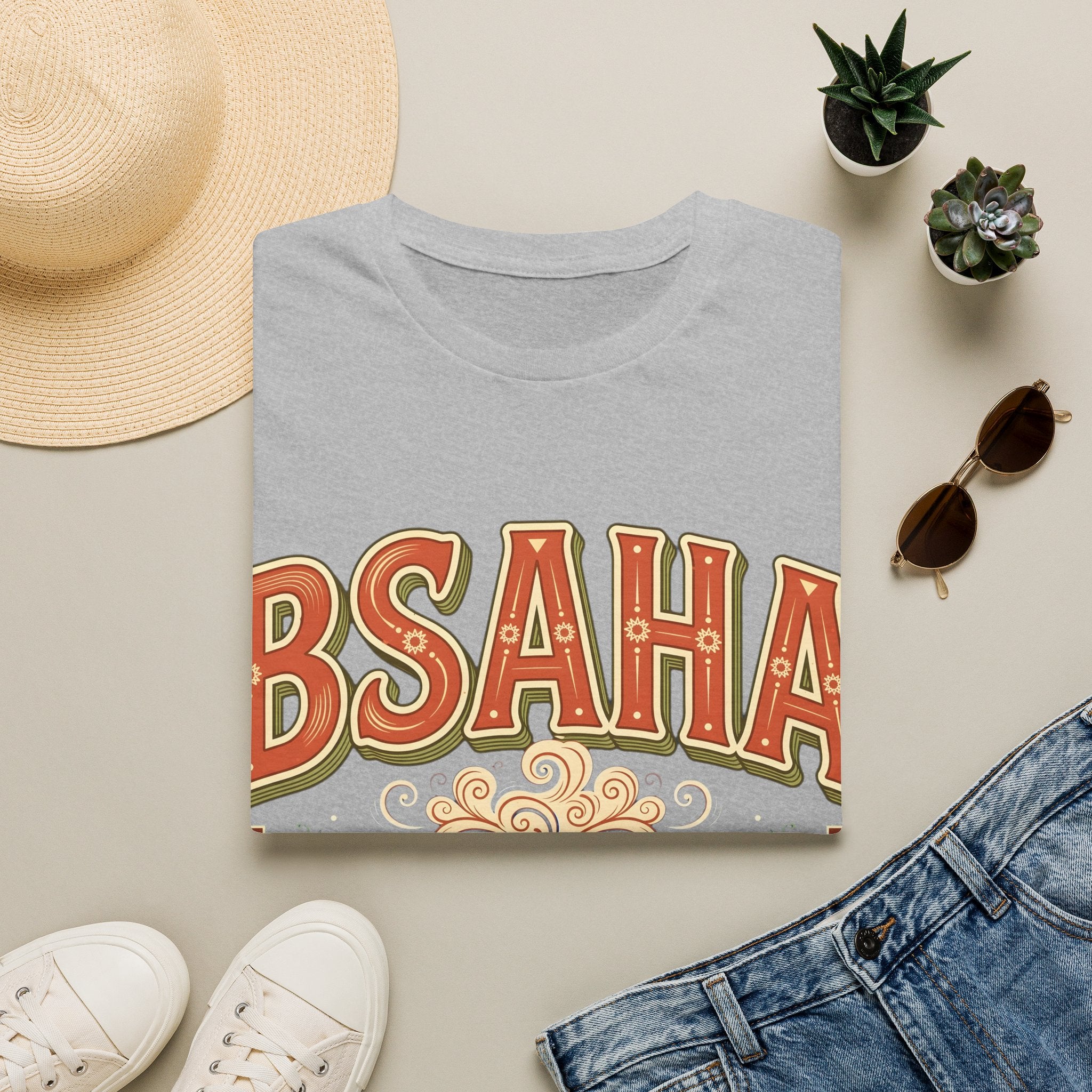 T-Shirt — 'BSAHA' Retro Floral Tee with Matcha Glass Graphic - LUMÏA