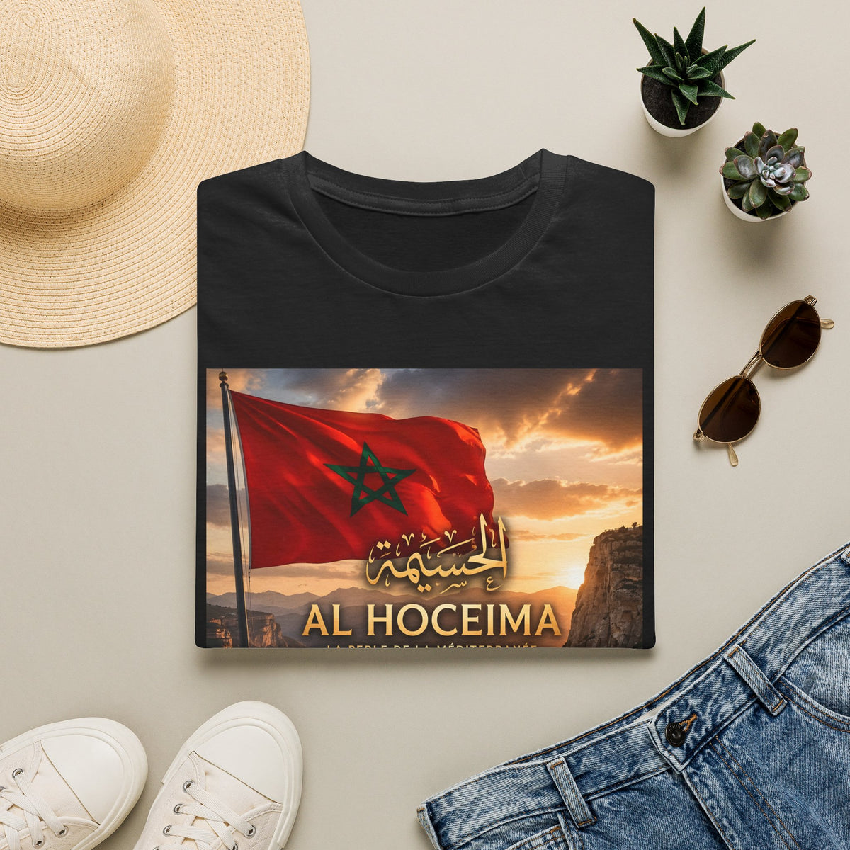 Al Hoceima Flag T-Shirt — Moroccan City Sunset Tee - LUMÏA