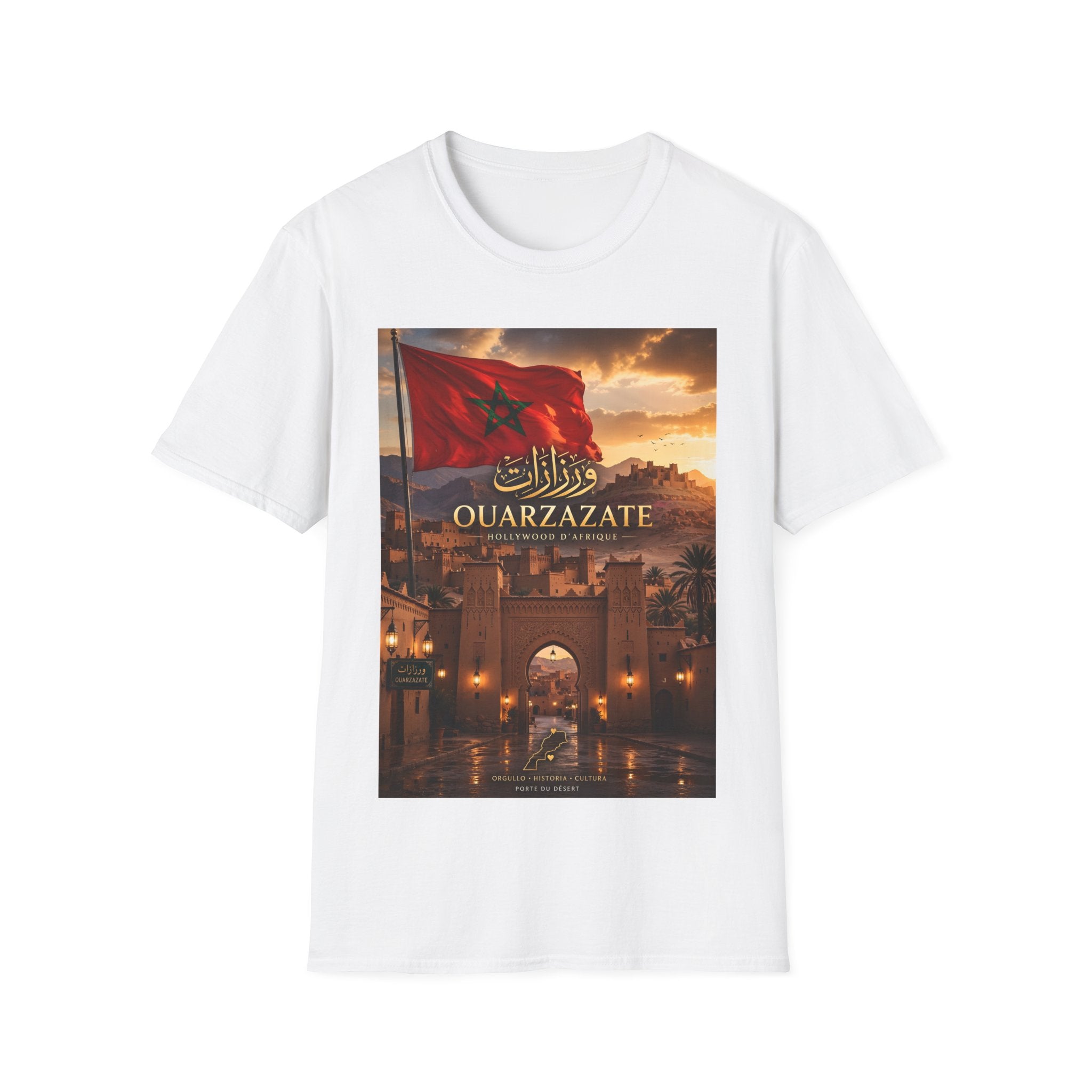 Ouarzazate Morocco Flag T‑Shirt — Moroccan Sunset Travel Tee