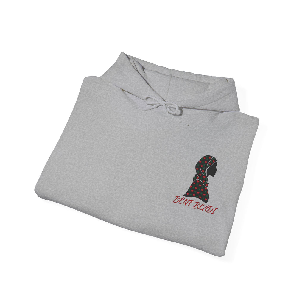 Sweat à capuche Bent Bladi – Silhouette féminine au foulard à cœurs - LUMÏA