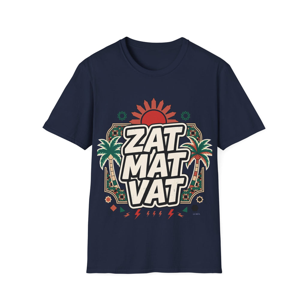 ZAT MAT VAT Graphic T-Shirt — Retro Sun & Palm Beach Vibe Tee - LUMÏA