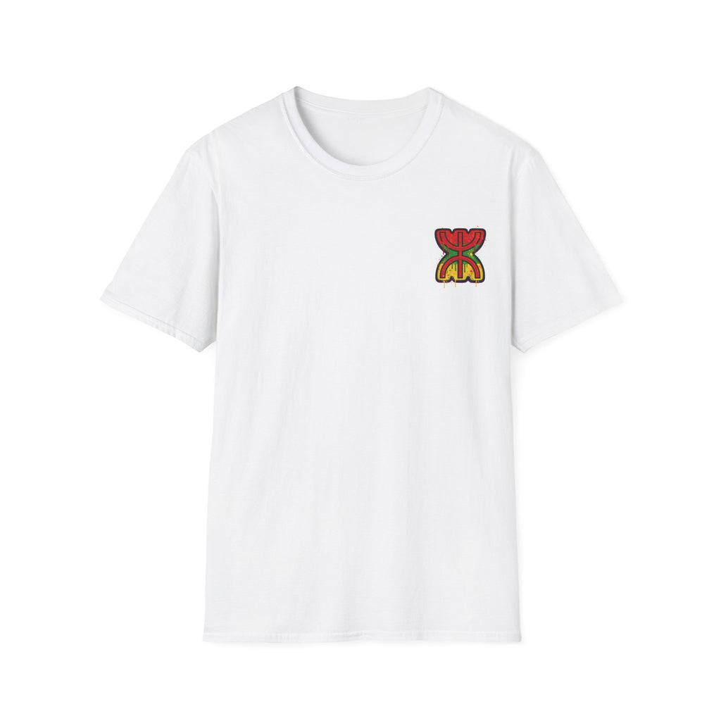 T-Shirt — Small Colorful Tribal Flower Chest Logo - LUMÏA