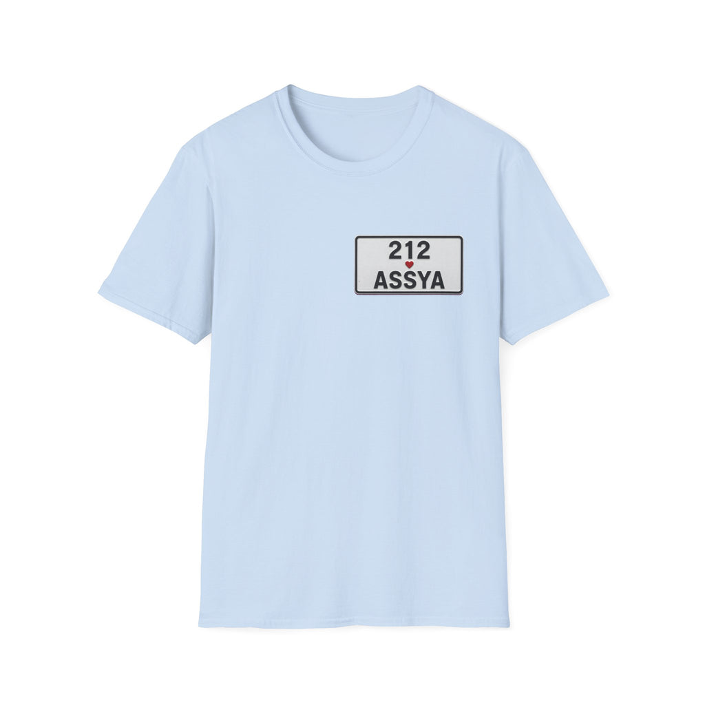 212 Assya Nameplate T‑Shirt — Personalized City Number Tee - LUMÏA