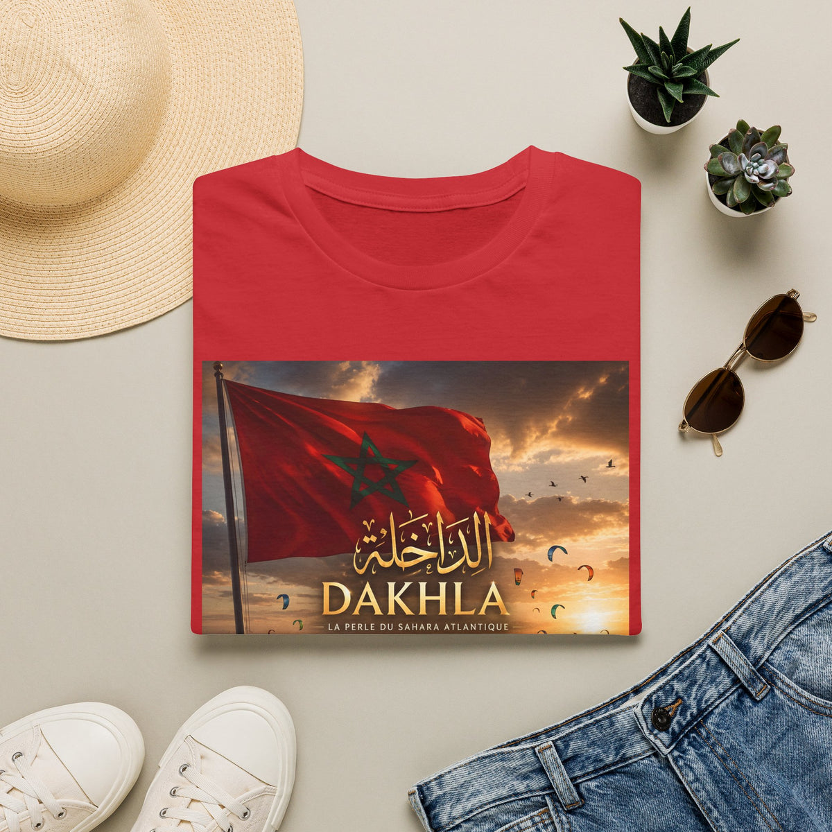 Dakhla Flag T-Shirt — Moroccan Dakhla Scenic Graphic Tee - LUMÏA
