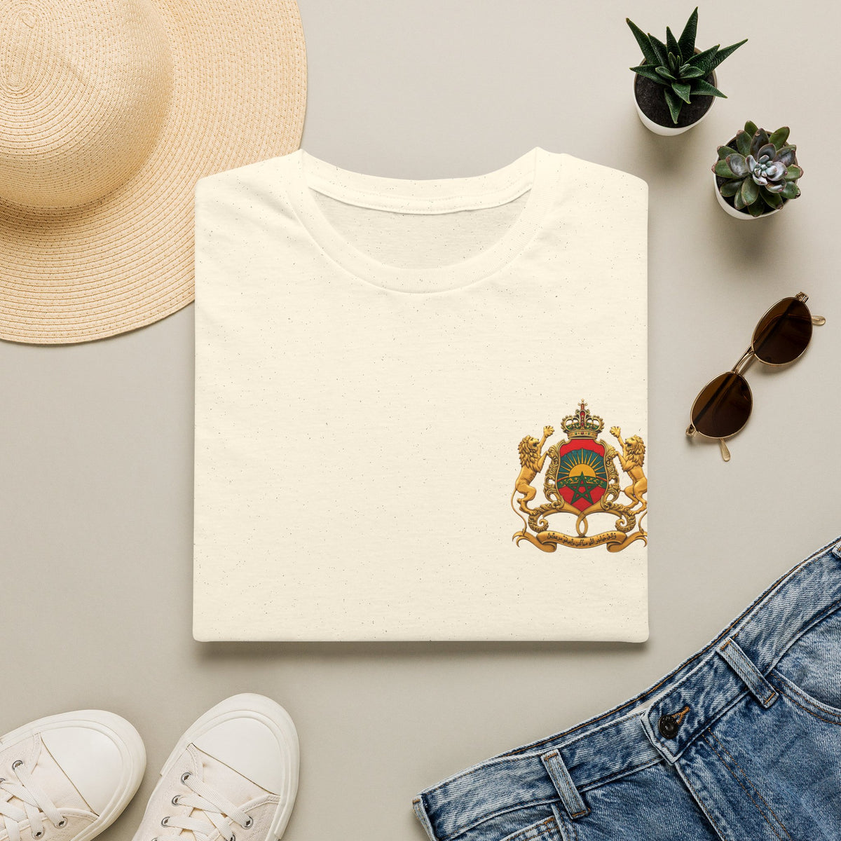 Moroccan Royal Crest Chest Logo T‑Shirt - LUMÏA
