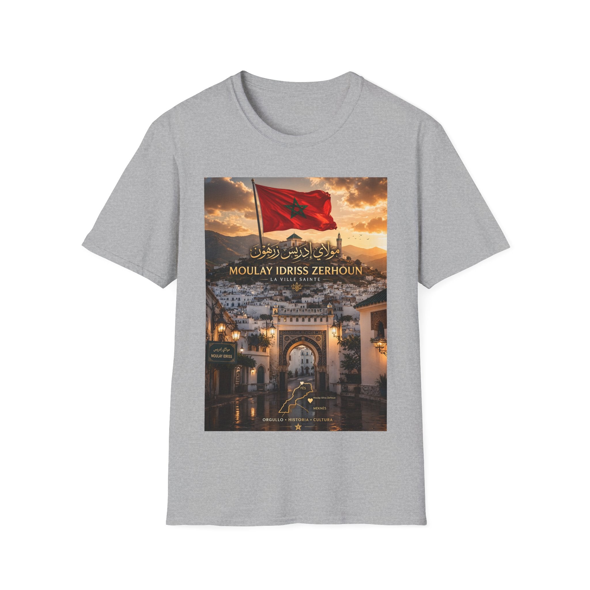 Moulay Idriss Zerhoun Morocco Flag T‑Shirt – Scenic Cityscape Tee